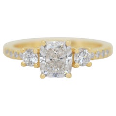 Luminous 2.00ct Diamonds 3-Stone Ring in 18k Yellow Gold - IGI Certified