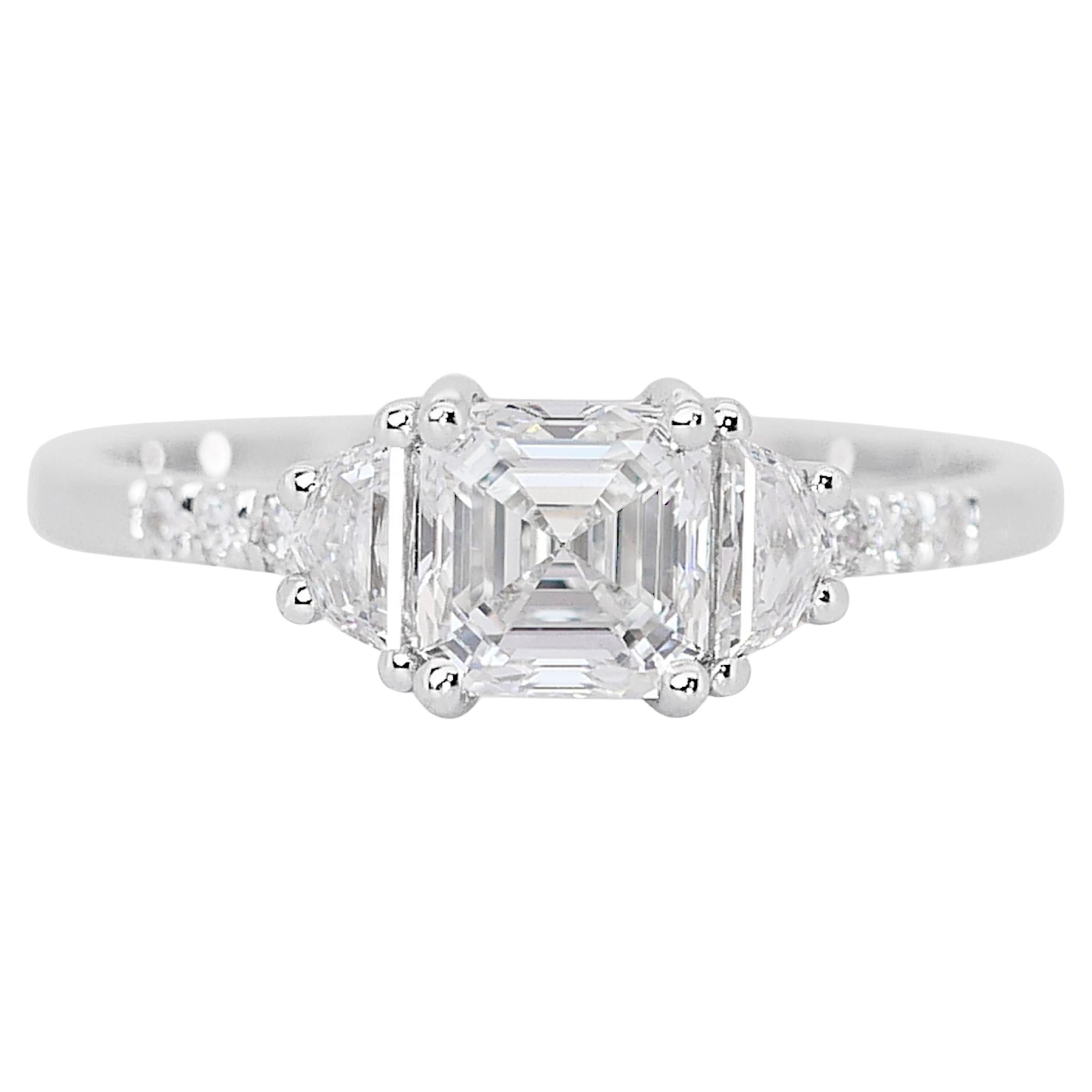 Luminous 2.01ct Diamonds 3-Stone Ring in 18k White Gold - GIA Certified