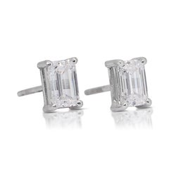 Luminous 2.01ct Diamonds Stud Earrings in 18k White Gold - GIA Certified