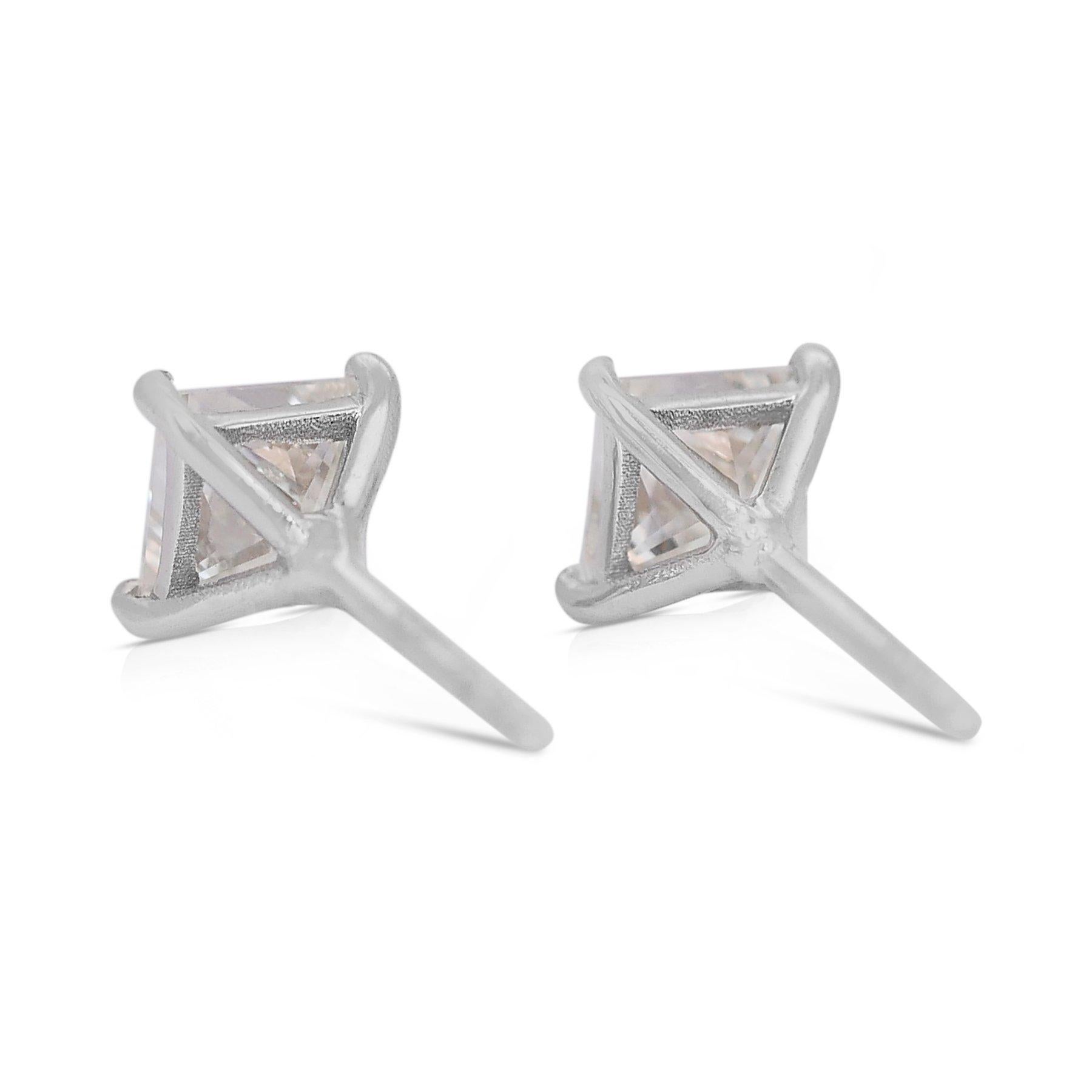 Luminous 2.01ct Diamonds Stud Earrings in 18k White Gold - GIA Certified 2