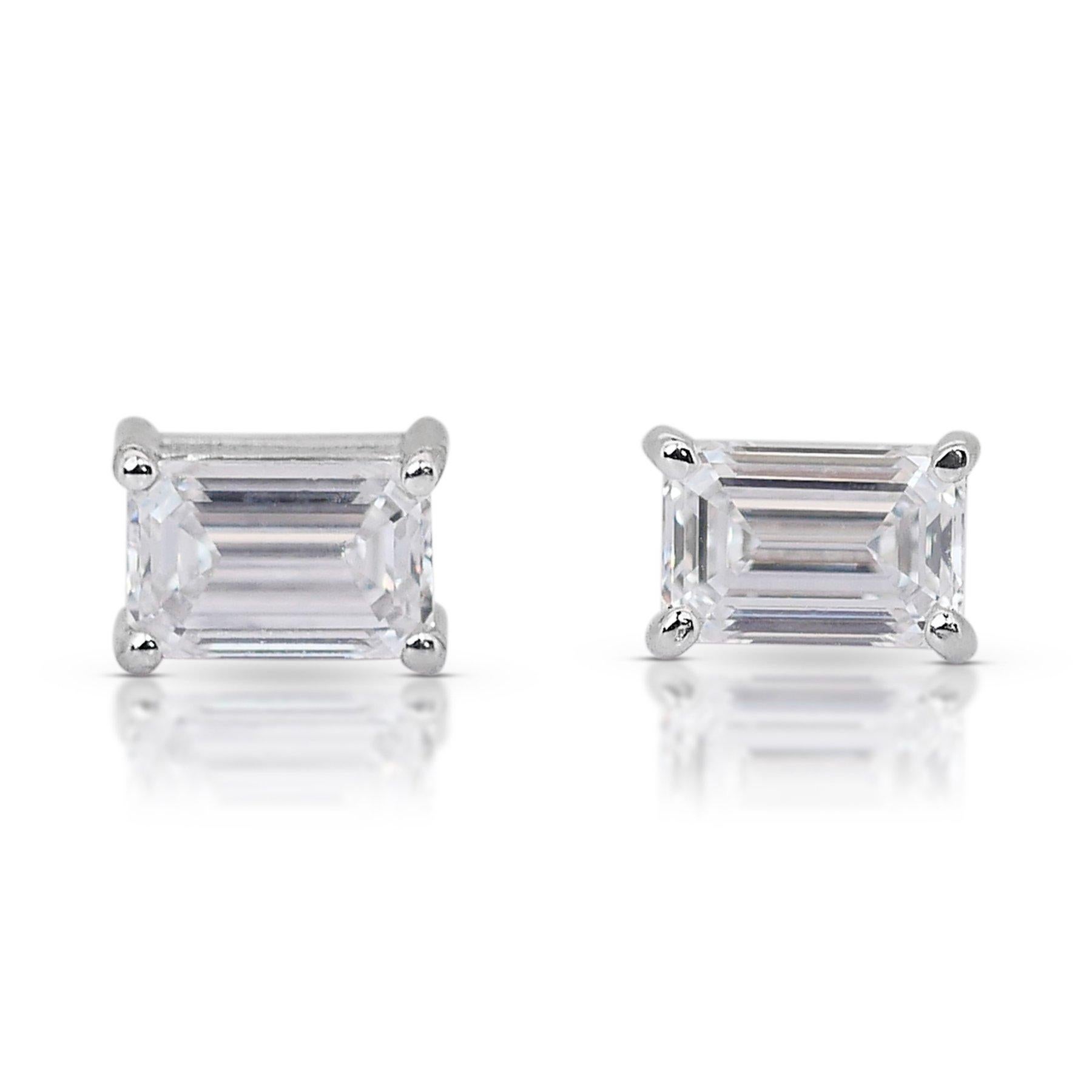 Clous d'oreilles lumineuses en or blanc 18 carats avec diamants 2,01 carats certifiés GIA en vente 2
