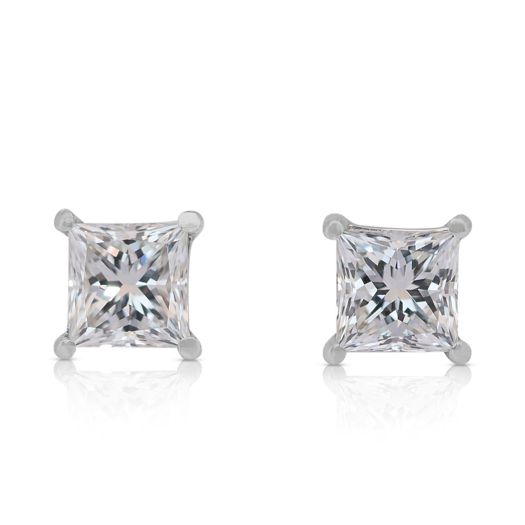 Luminous 2.01ct Diamonds Stud Earrings in 18k White Gold - GIA Certified 4