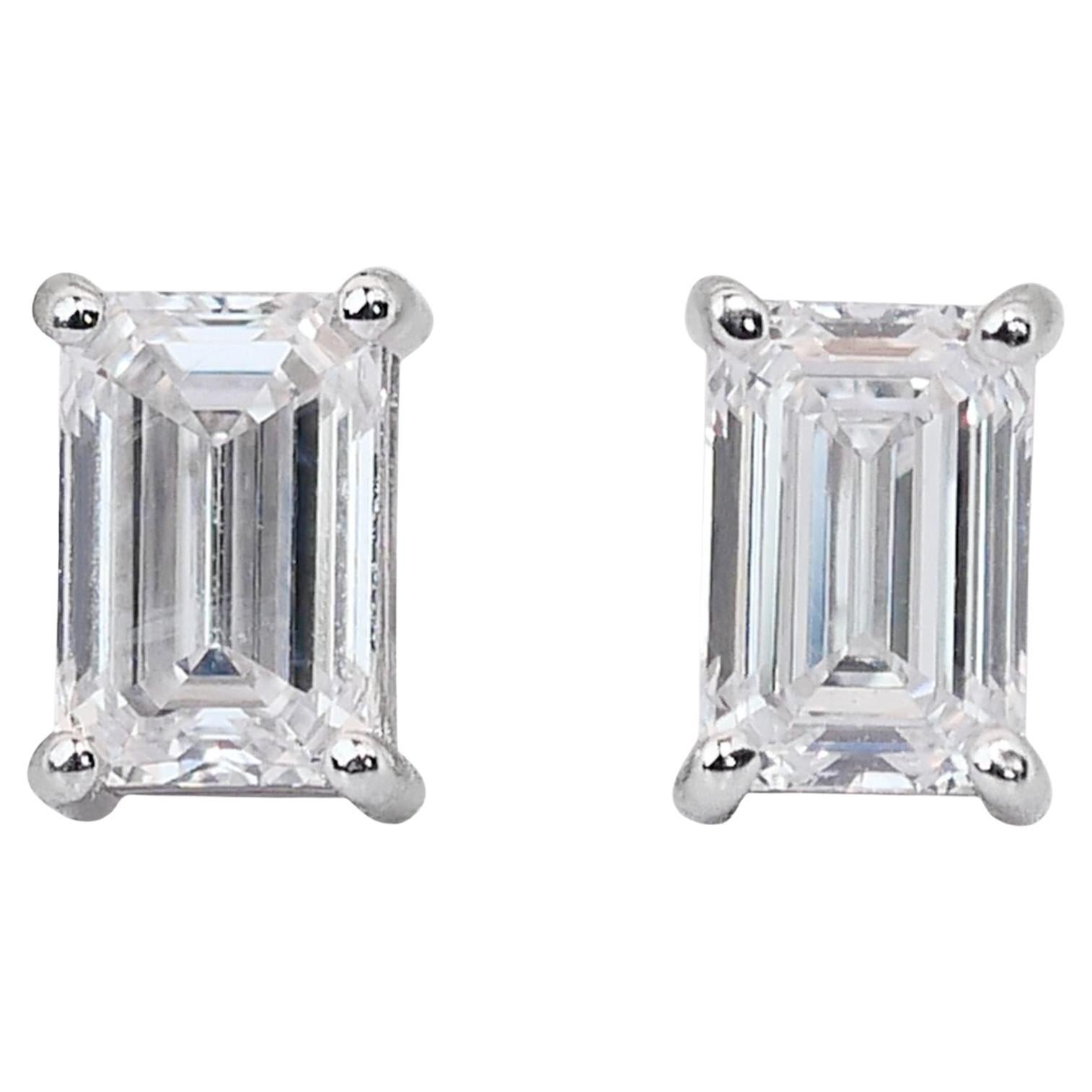 Luminous 2.01ct Diamonds Stud Earrings in 18k White Gold - GIA Certified