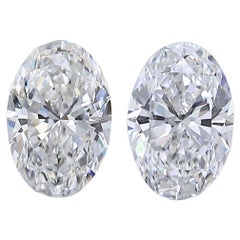 Luminous 2.01ct Double Excellent Ideal Cut Pair of Oval-Shaped Diamonds - GIA