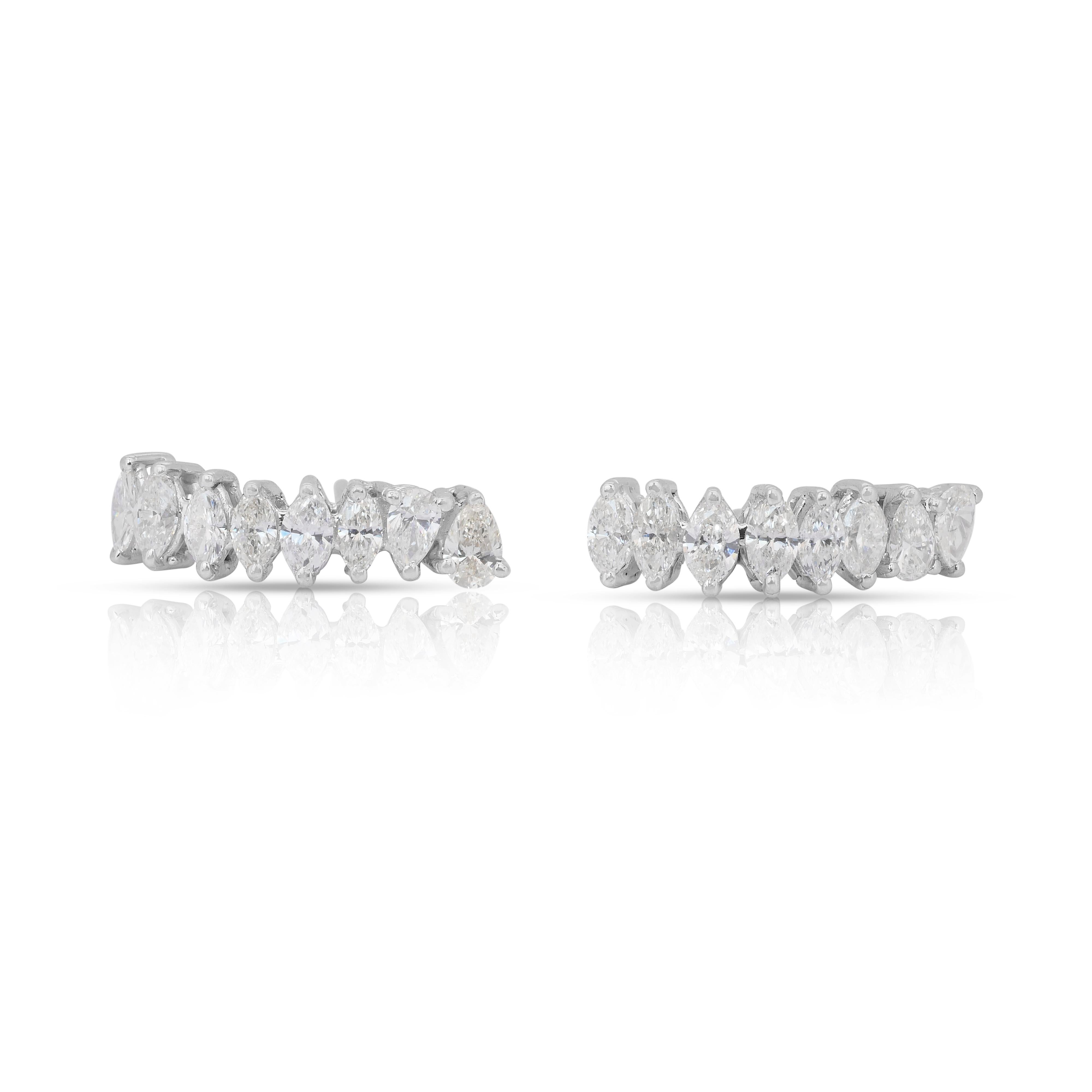 Orecchini con diamanti Luminous da 2,10 carati in oro bianco 18k - certificati IGI in vendita 2