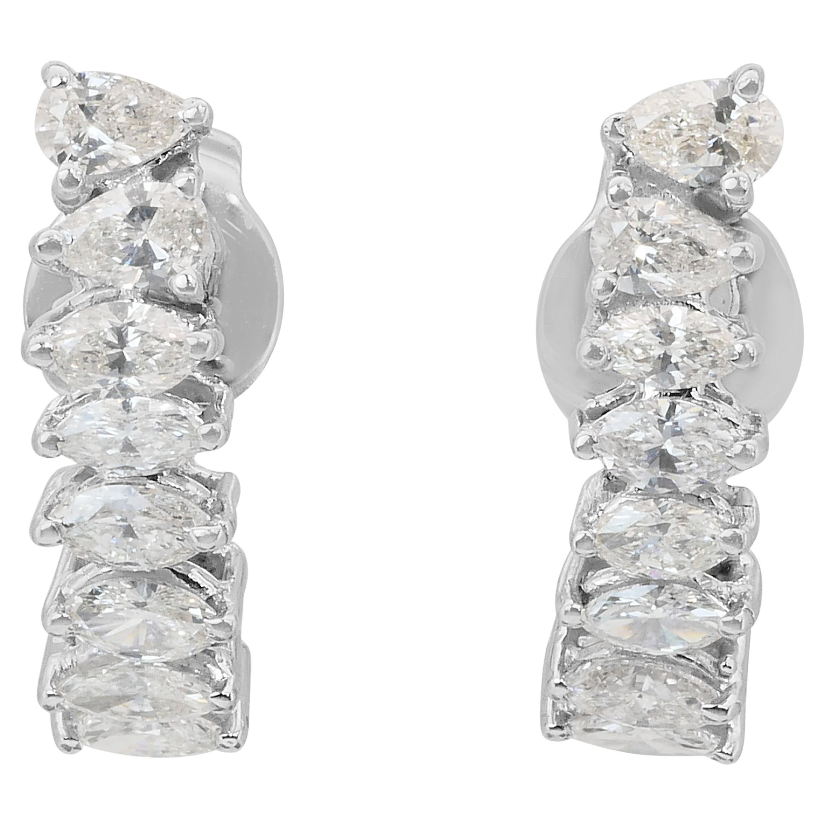 Luminous 2.10ct Diamonds Earrings in 18k White Gold - IGI Certified