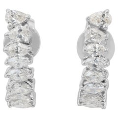 Boucles d'oreilles lumineuses en or blanc 18 carats avec diamants 2,10 carats certifiés IGI