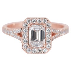 Luminous 2.26 ct Double Excellent Ideal Cut Diamonds Halo Ring in 14k Rose Gold
