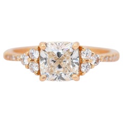 Luminous 2.27ct Double Excellent Ideal Cut Diamonds Pave Ring in 18k Yellow Gold