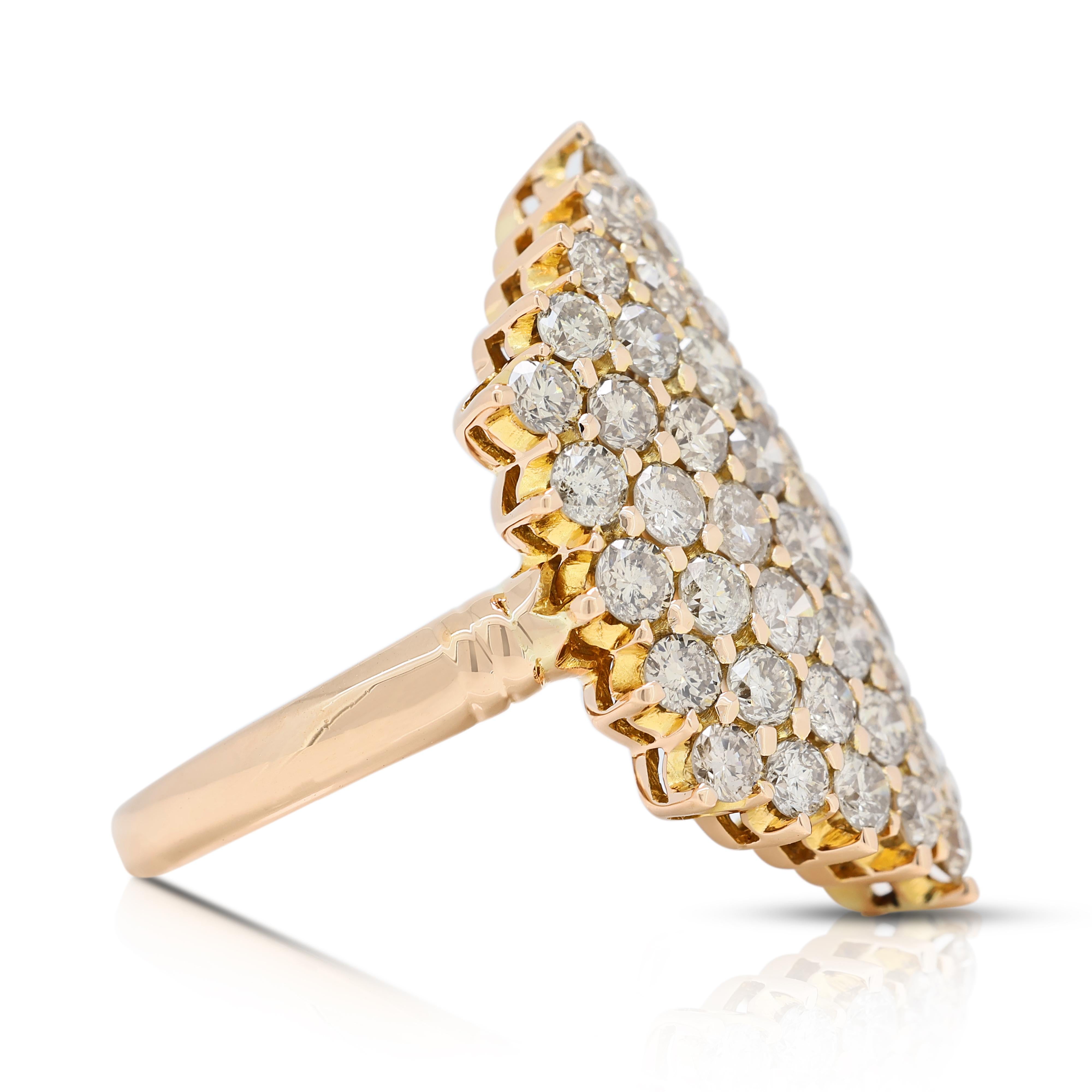 Round Cut Luminous 2.44ct Champagne Diamond Ring in 18K Yellow Gold