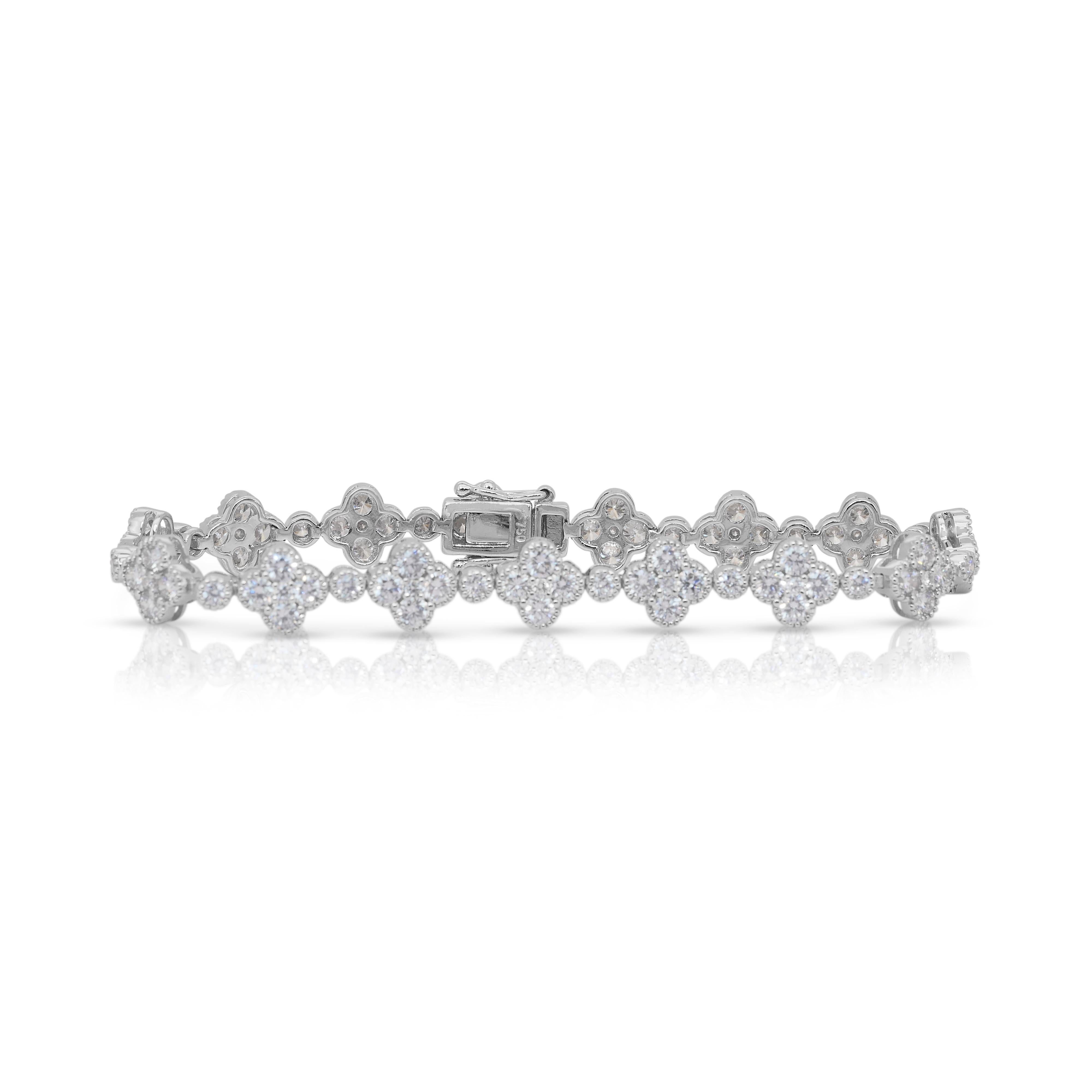 Taille ronde Luminous 2.46ct Diamonds Bracelet en or blanc 18k - IGI Certified en vente