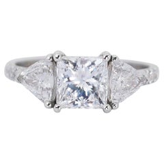 Luminous 2.59ct Diamonds 3-Stone Ring in 18k White Gold - GIA Certified