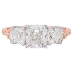 Luminous 2,66 Karat Diamanten 3-Stein-Ring aus 18k Weiß- und Roségold - IGI-zertifiziert