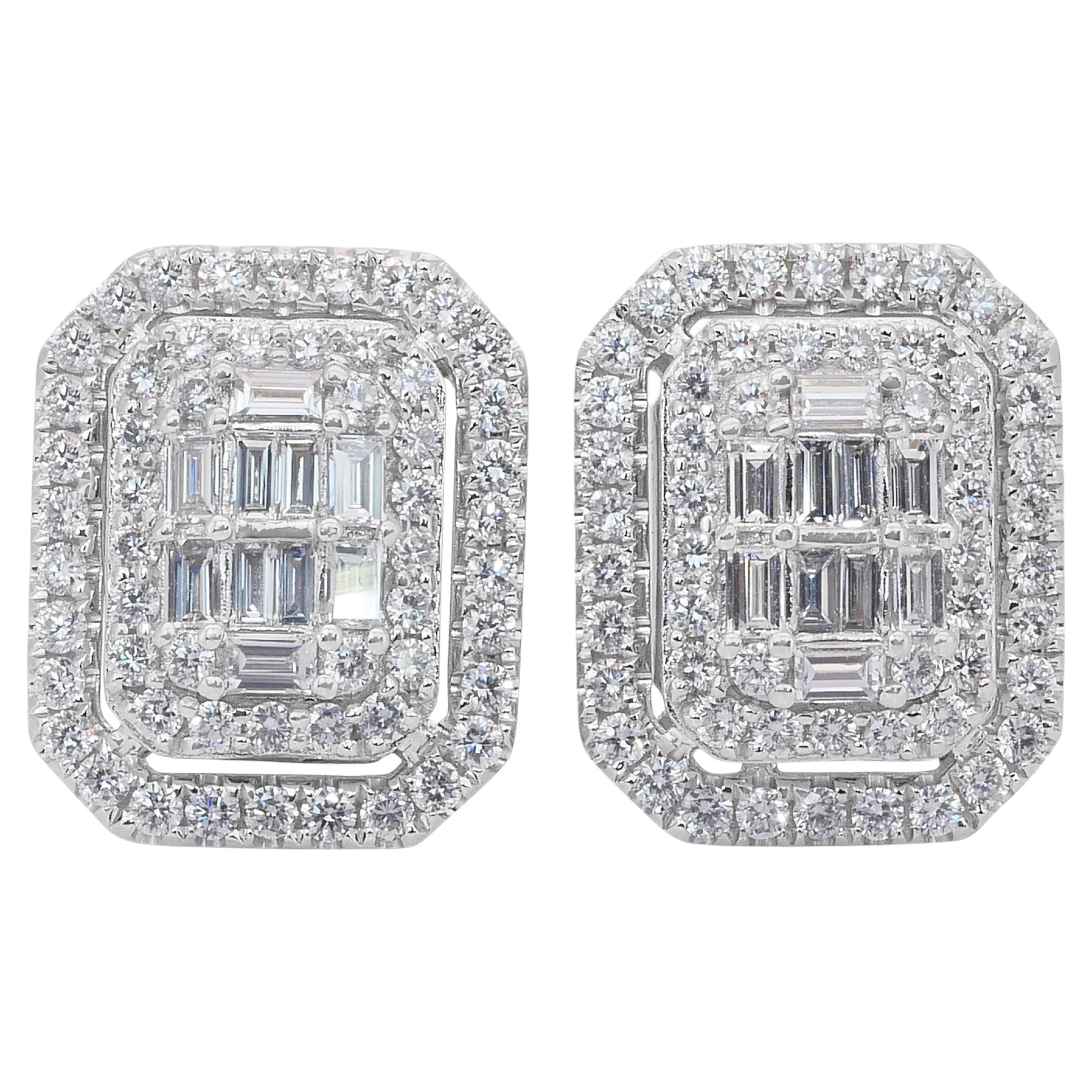 Luminous 2.97ct Diamonds Stud Earrings in 18k White Gold - IGI Certified