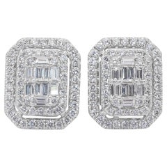 Luminous 2.97ct Diamonds Stud Earrings in 18k White Gold - IGI Certified