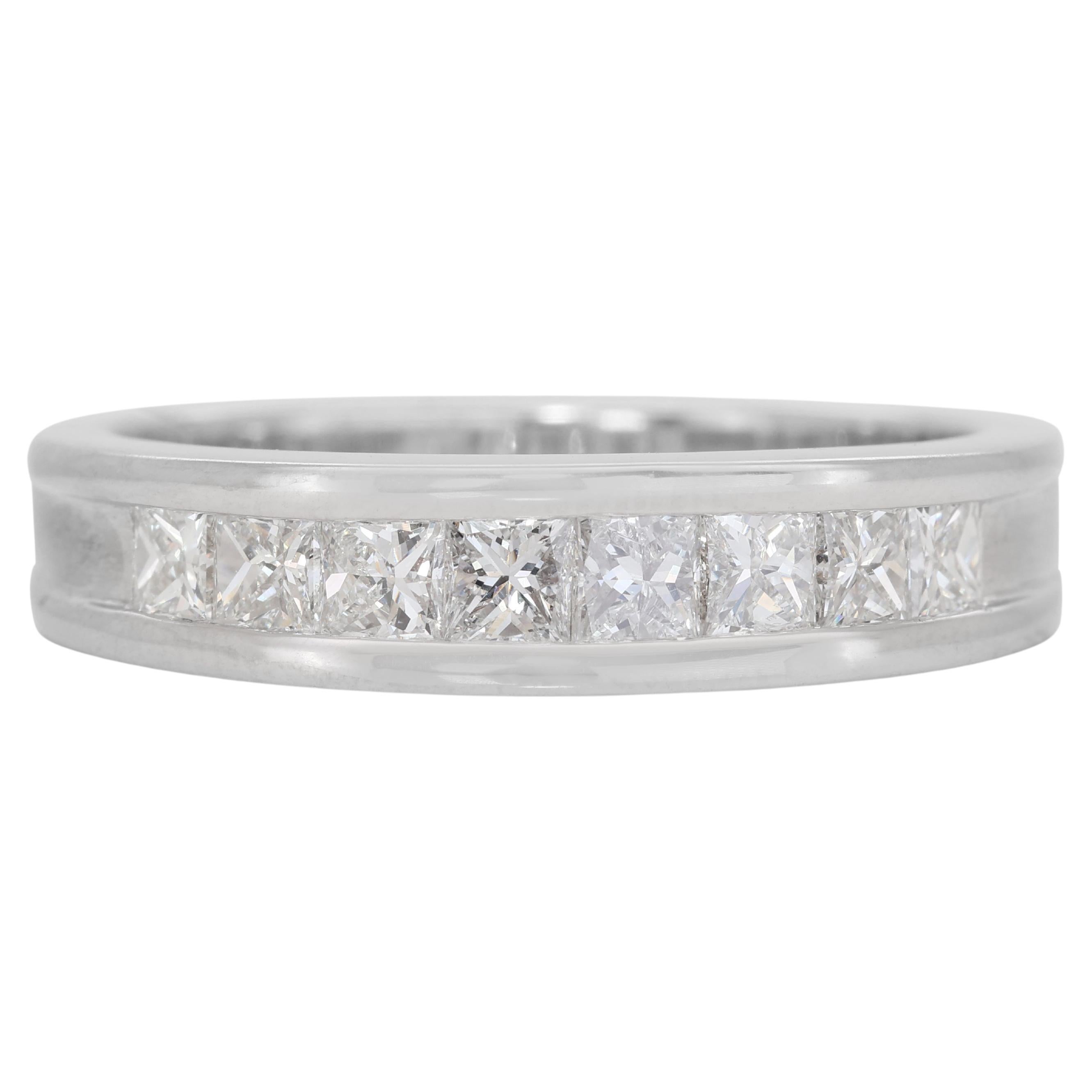 Luminous 3.03 ct Princess Cut Diamond Pave Ring in Platinum - IGI Certified