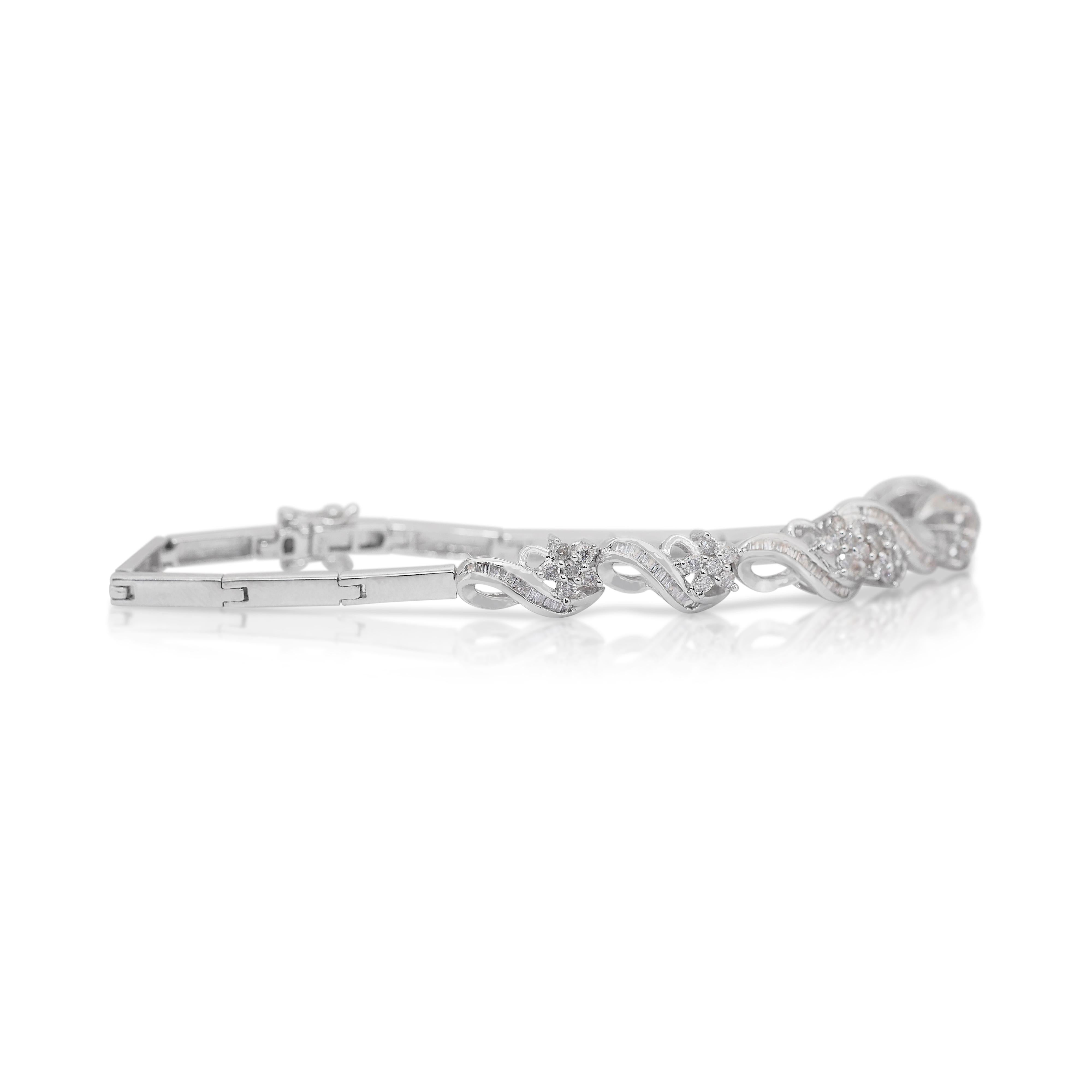 Bracelet lumineux en or blanc 18 carats avec diamants naturels de 3,19 carats, certifié IGI Neuf - En vente à רמת גן, IL