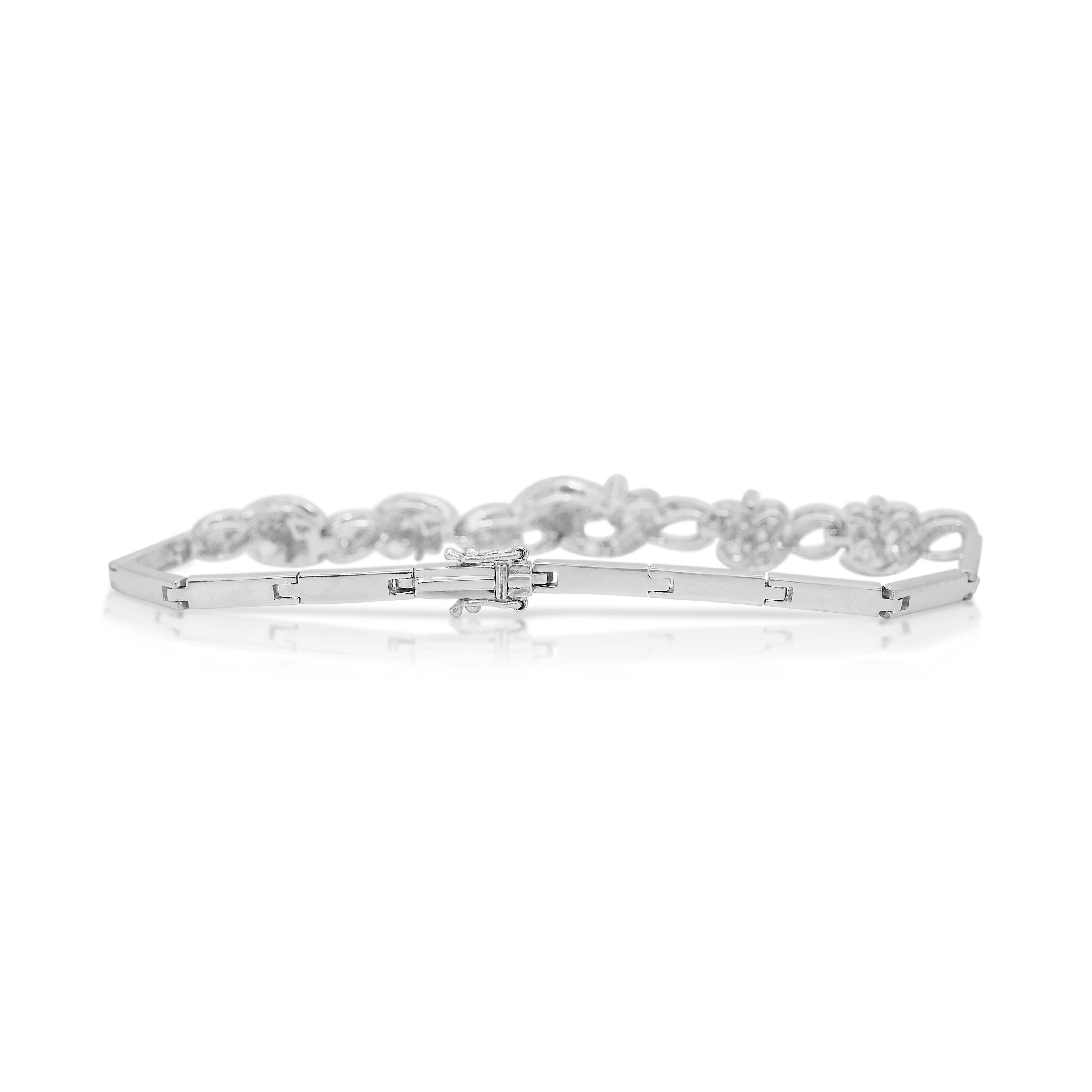 Bracelet lumineux en or blanc 18 carats avec diamants naturels de 3,19 carats, certifié IGI Pour femmes en vente