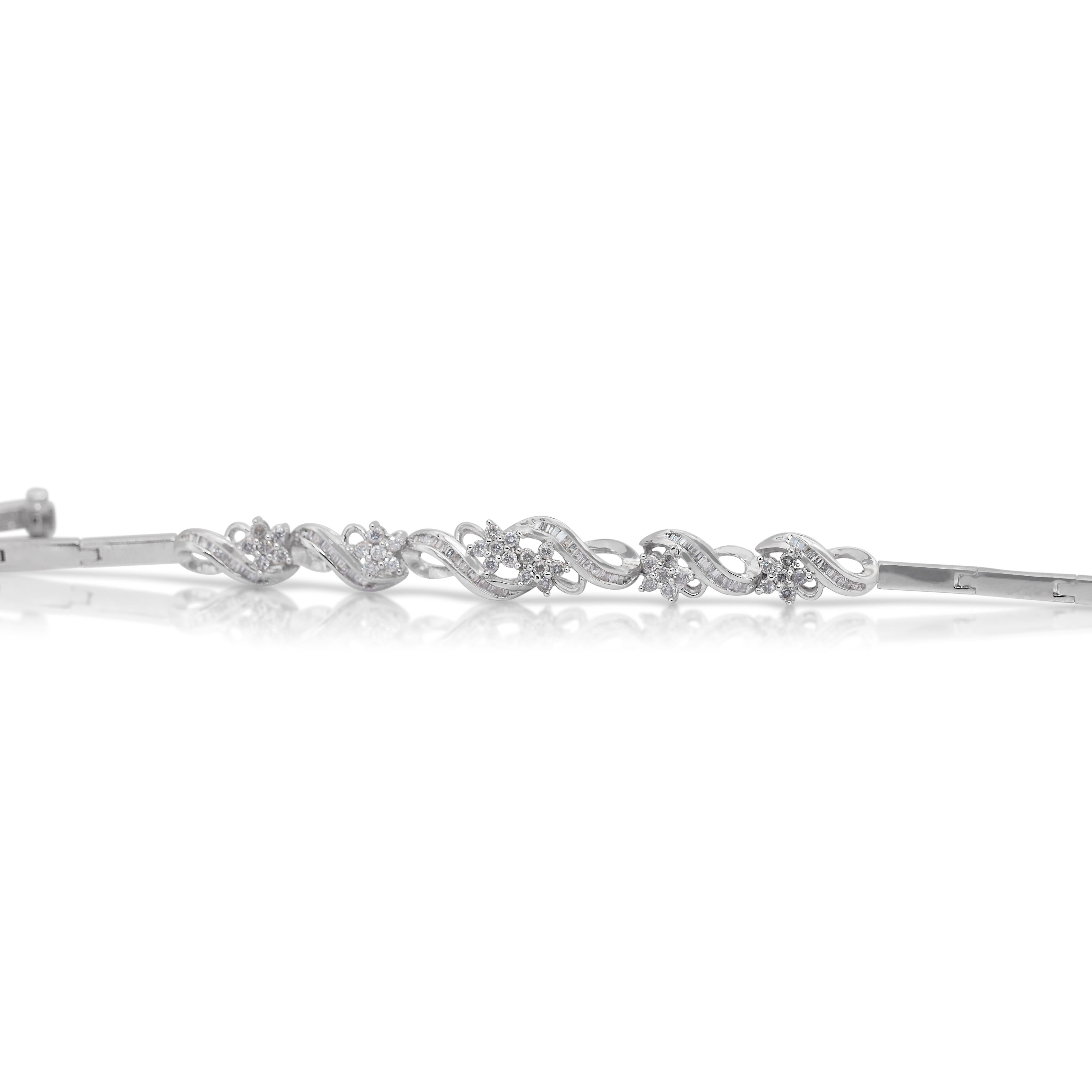 Bracelet lumineux en or blanc 18 carats avec diamants naturels de 3,19 carats, certifié IGI en vente 2