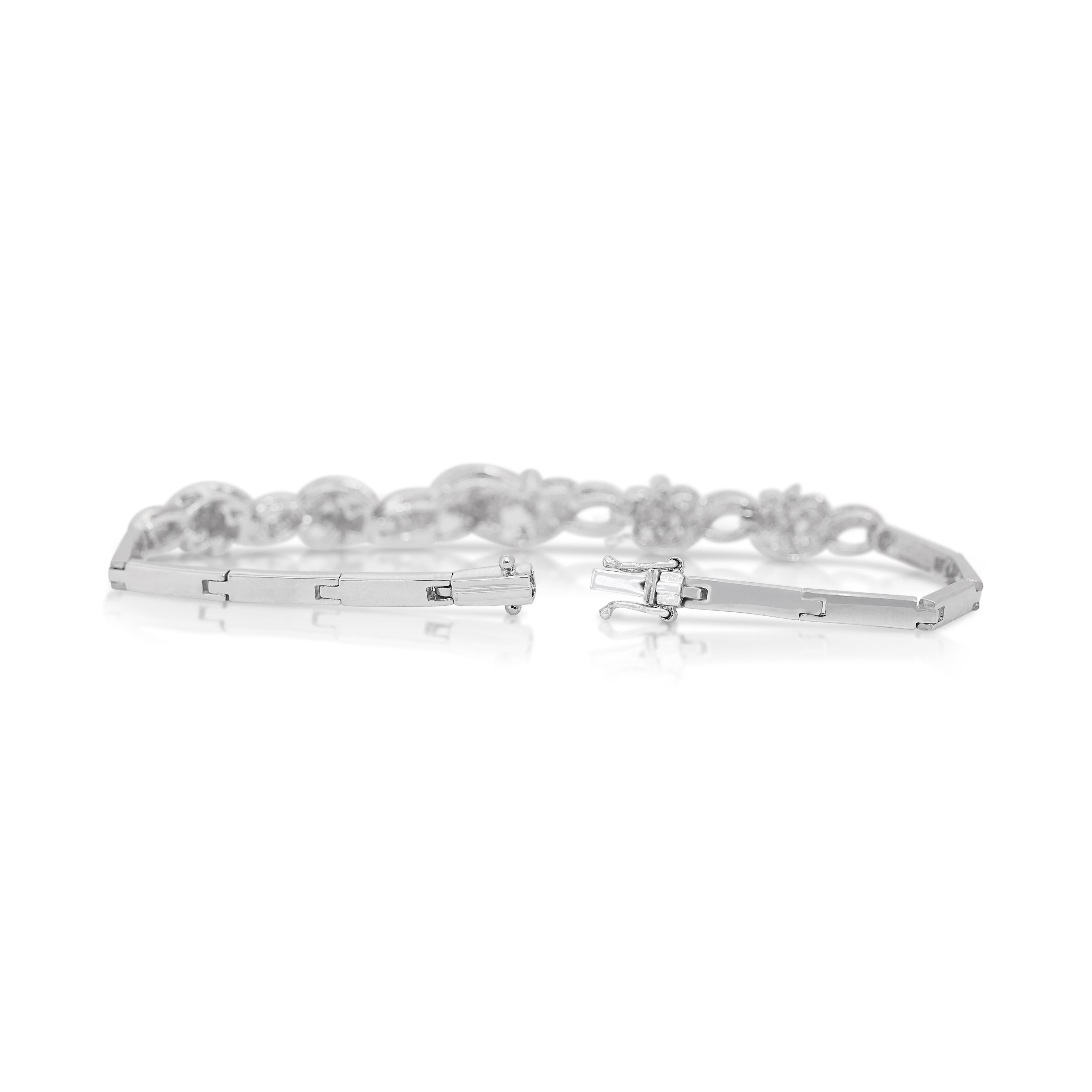 Bracelet lumineux en or blanc 18 carats avec diamants naturels de 3,19 carats, certifié IGI en vente 3