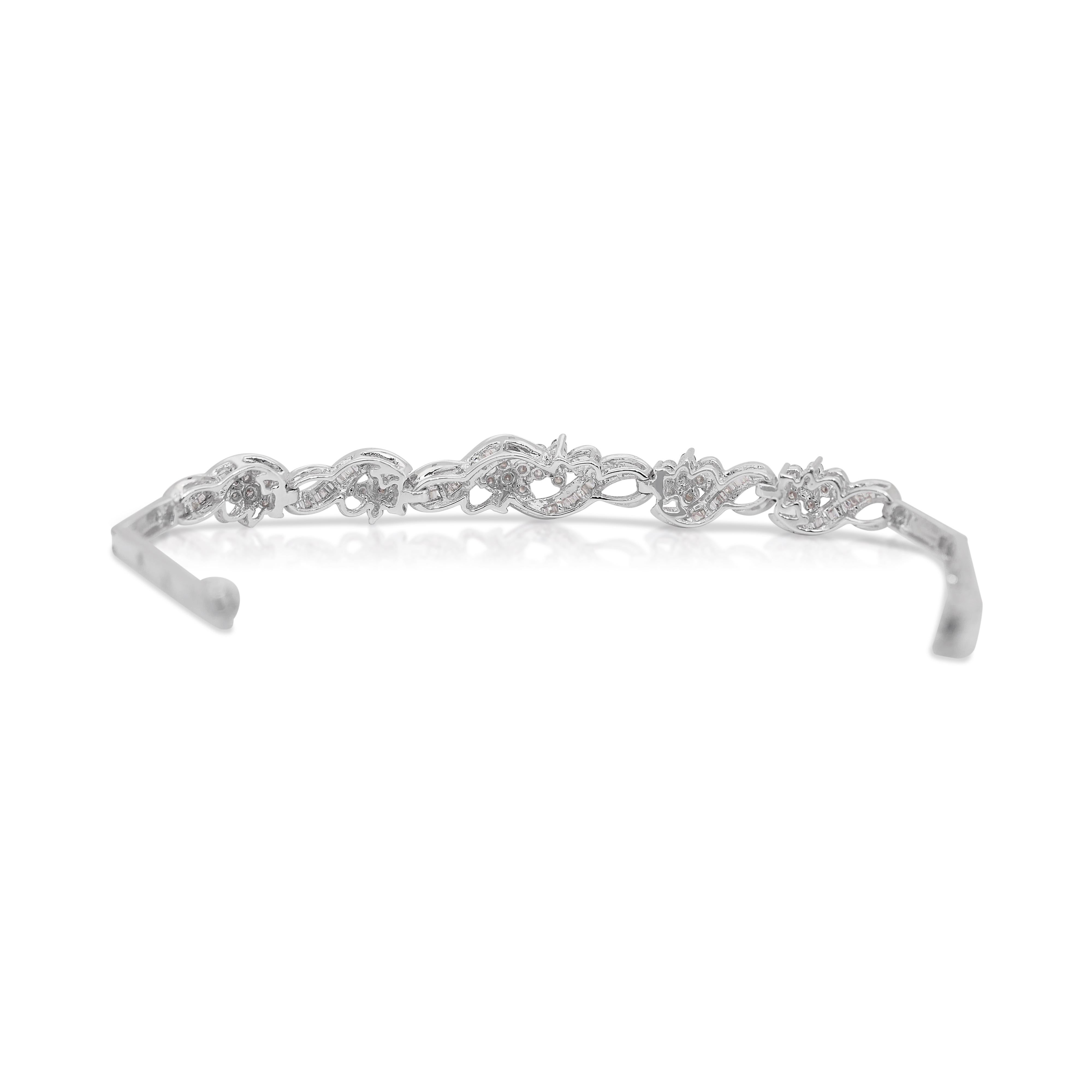 Bracelet lumineux en or blanc 18 carats avec diamants naturels de 3,19 carats, certifié IGI en vente 4