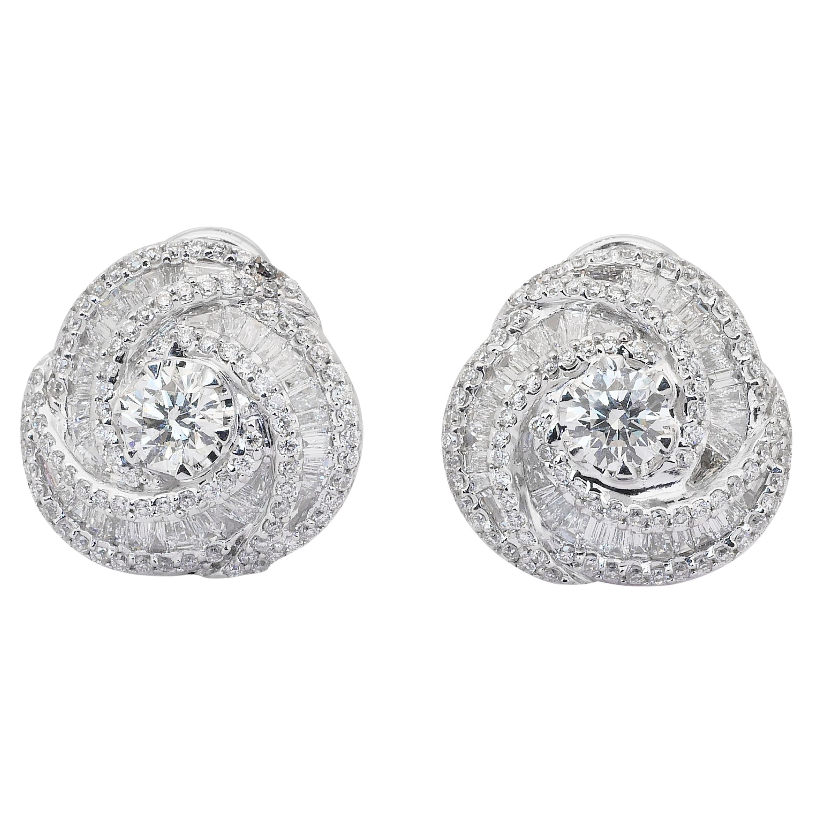 Boucles d'oreilles Luminous 3.67ct Diamonds in 18k White Gold - IGI Certified en vente