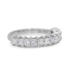 Luminous 3.79ct Diamonds Half Eternity Ring in 18k White Gold - GIA Certified