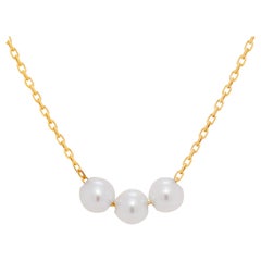Luminous 3.8MM 3-Pearl Akoya Necklace in 18K Rose Gold