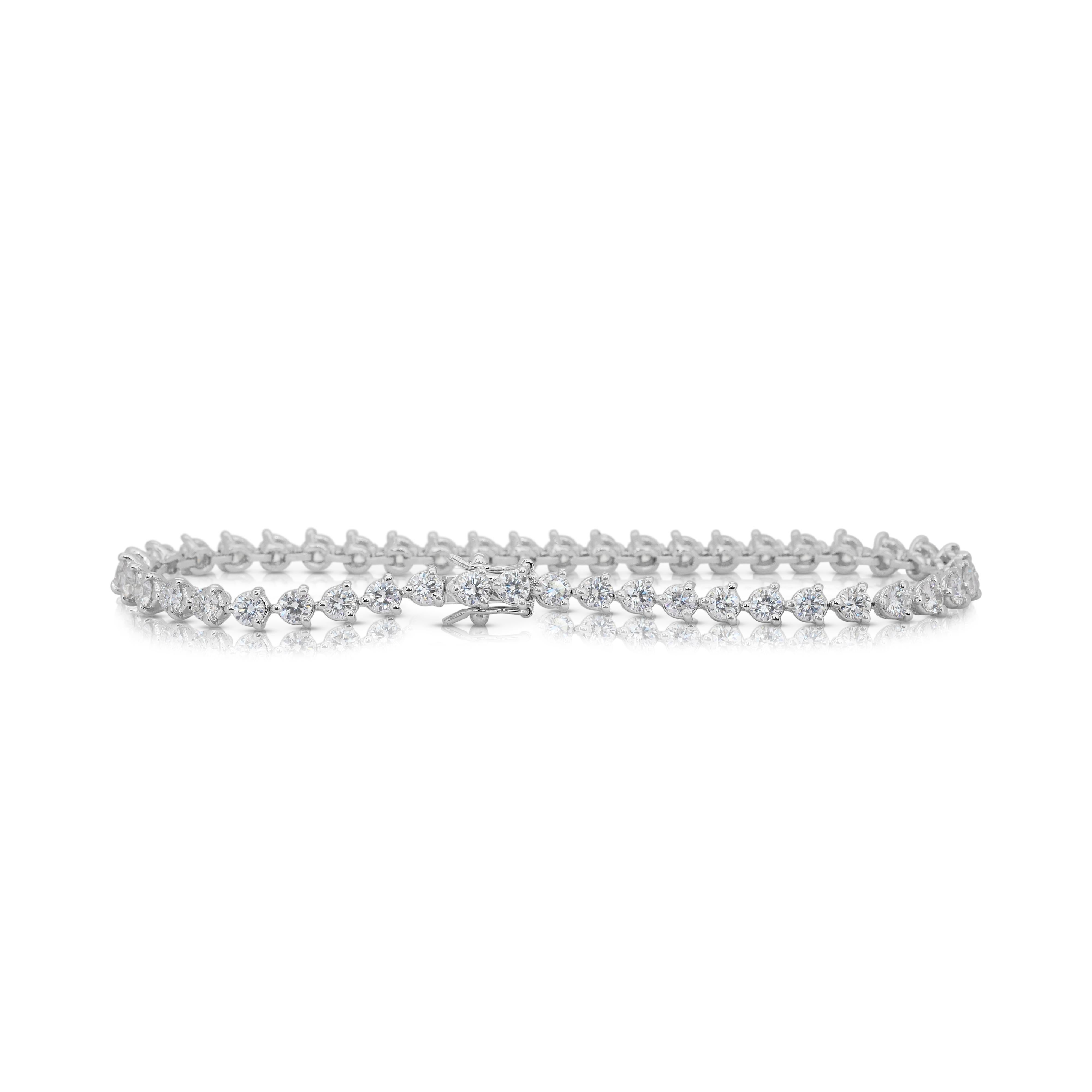 Pulsera Luminosa de Diamantes de 4,10ct en Oro Blanco de 18k - Certificado IGI en Nuevo estado para la venta en רמת גן, IL