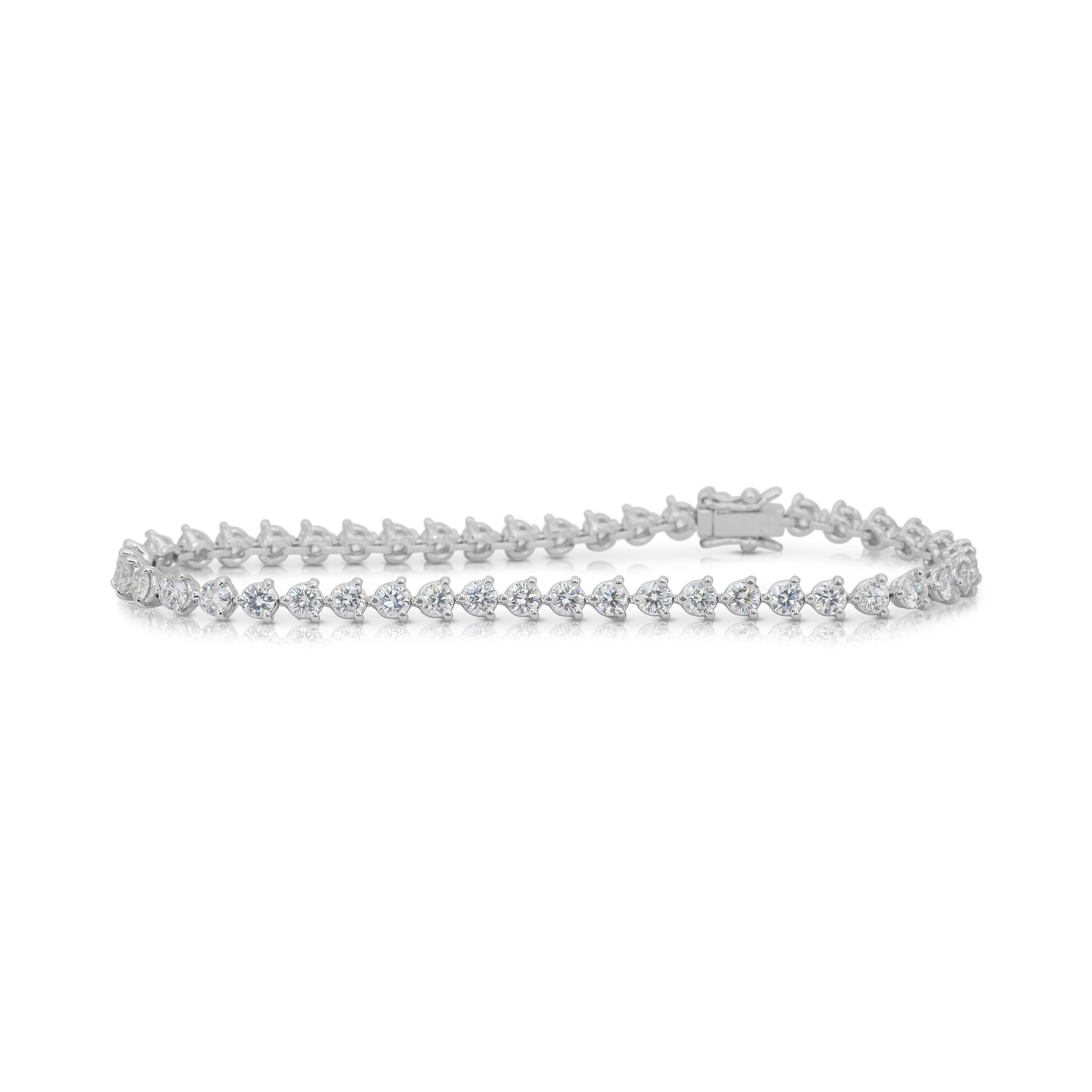 De las mujeres Pulsera Luminosa de Diamantes de 4,10ct en Oro Blanco de 18k - Certificado IGI en venta