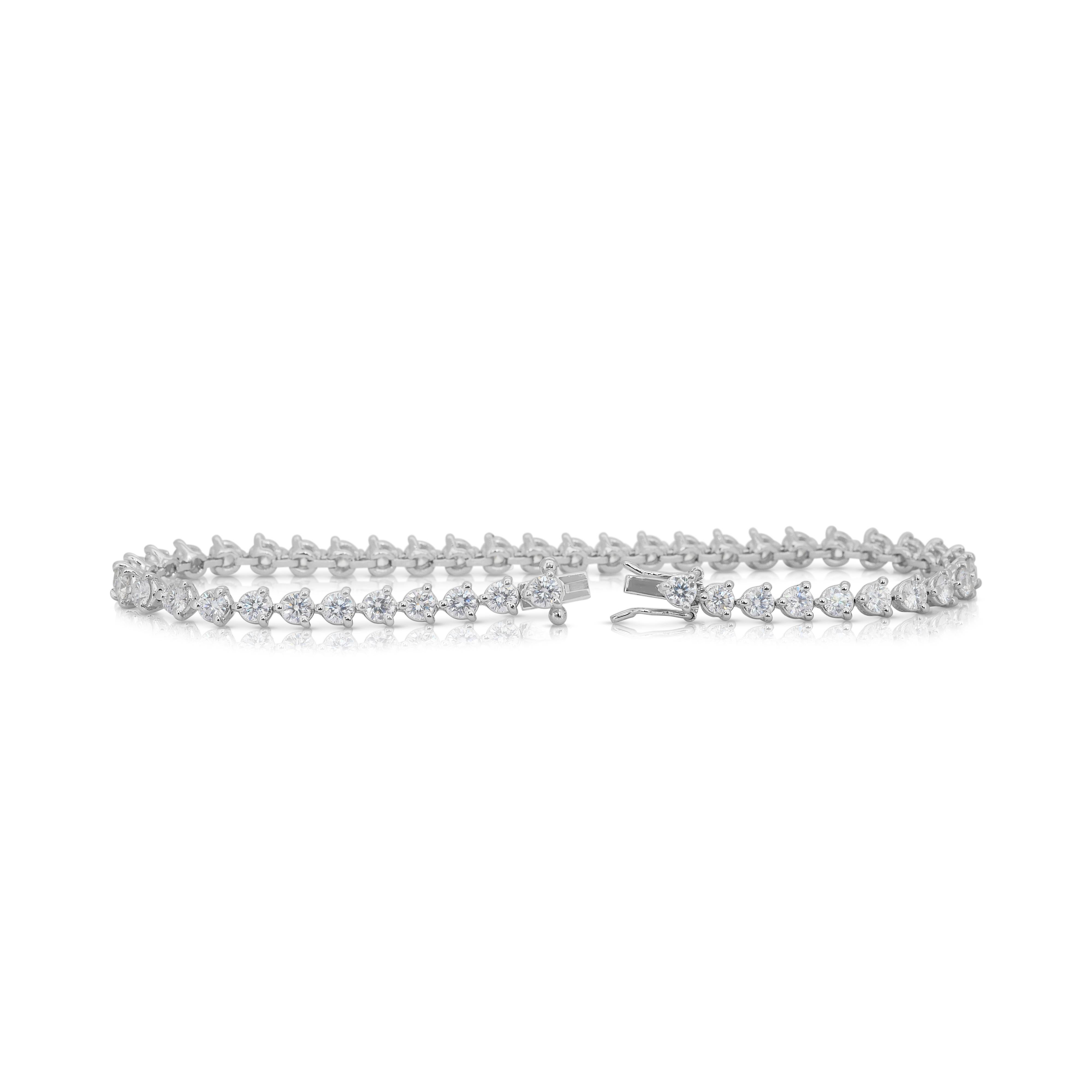 Pulsera Luminosa de Diamantes de 4,10ct en Oro Blanco de 18k - Certificado IGI en venta 2