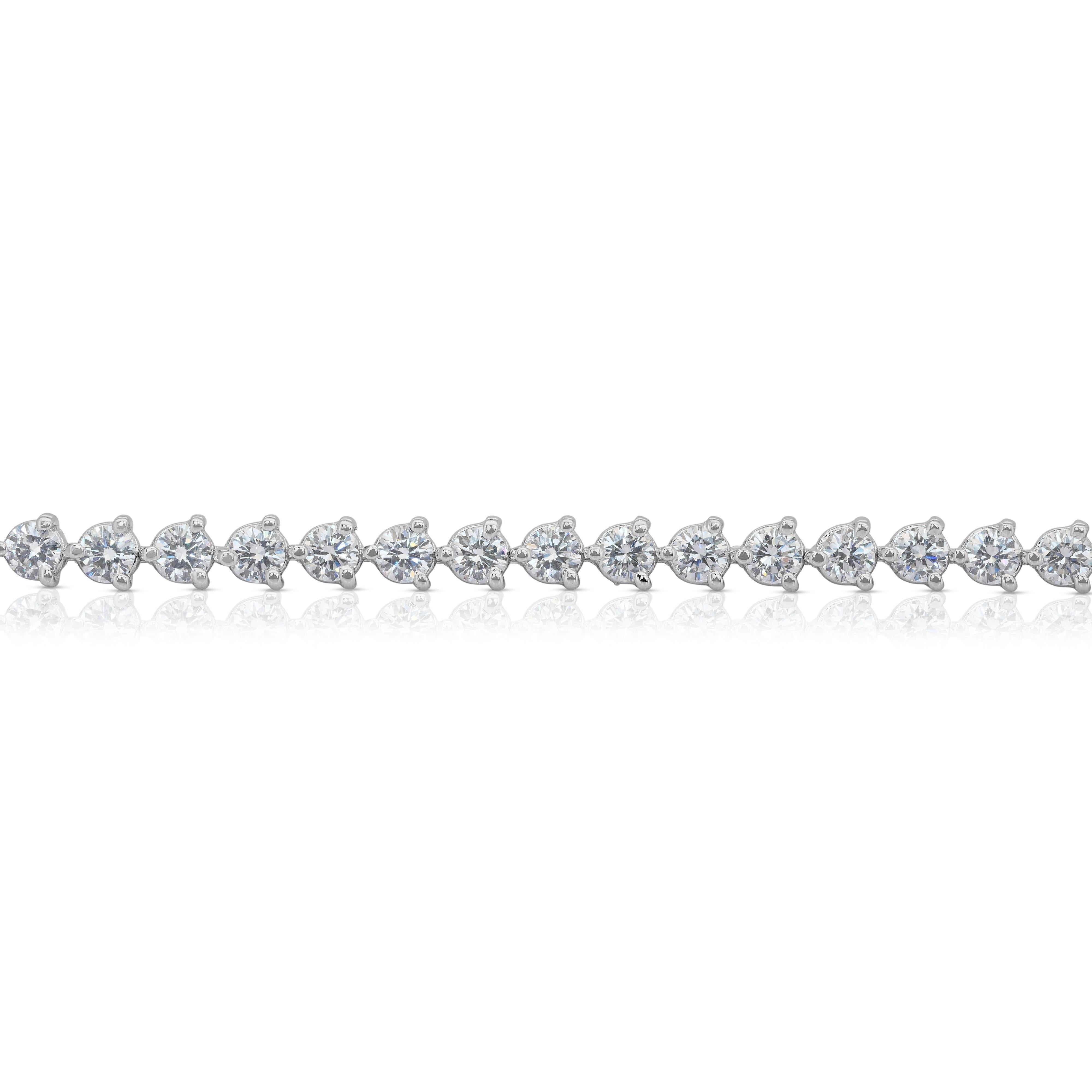 Pulsera Luminosa de Diamantes de 4,10ct en Oro Blanco de 18k - Certificado IGI en venta 4