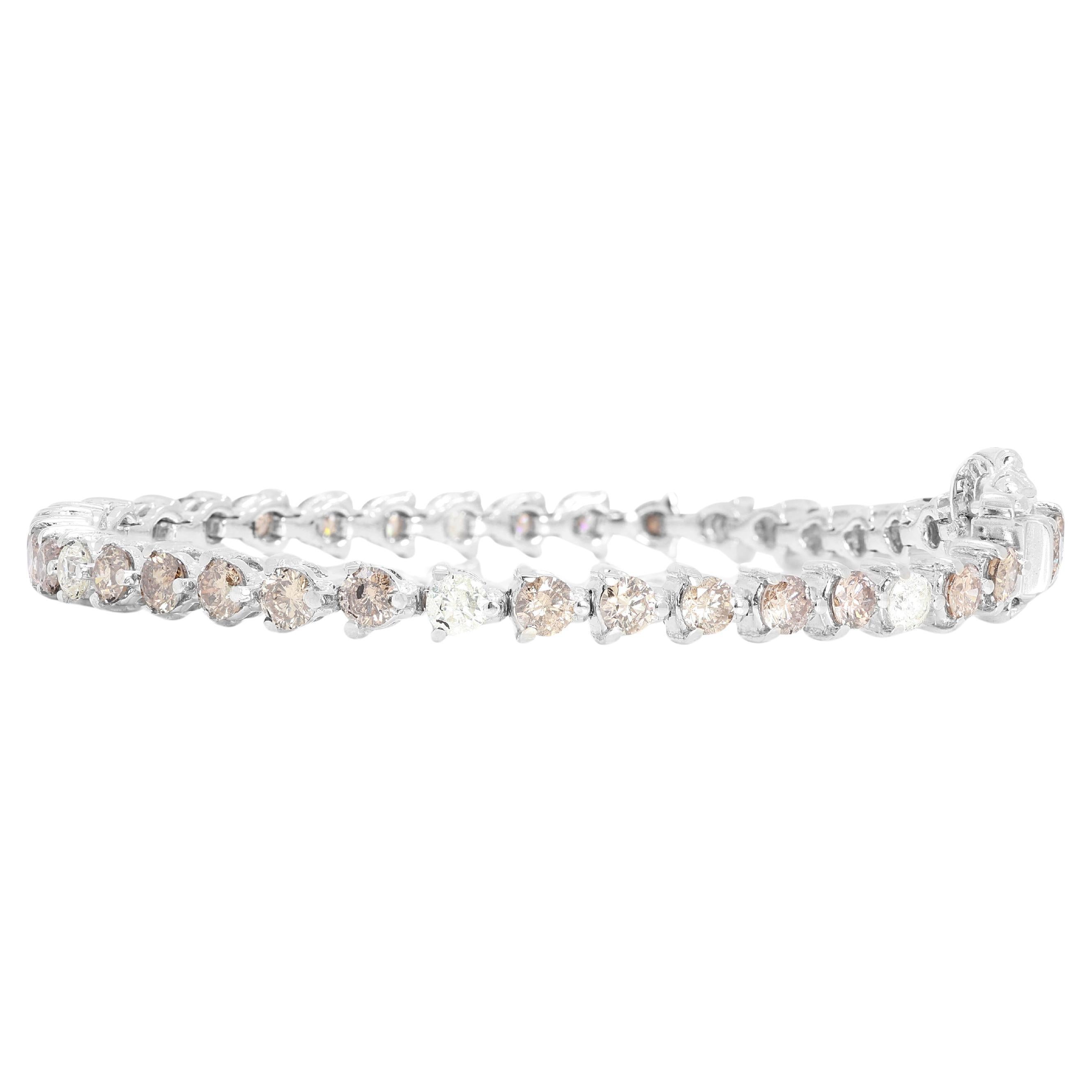Luminous Armband aus 18 Karat Weißgold mit 4,96 Karat rundem Brillanten und natürlichen Diamanten