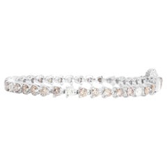 Bracelet lumineux en or blanc 18 carats avec diamants naturels ronds brillants de 4,96 carats