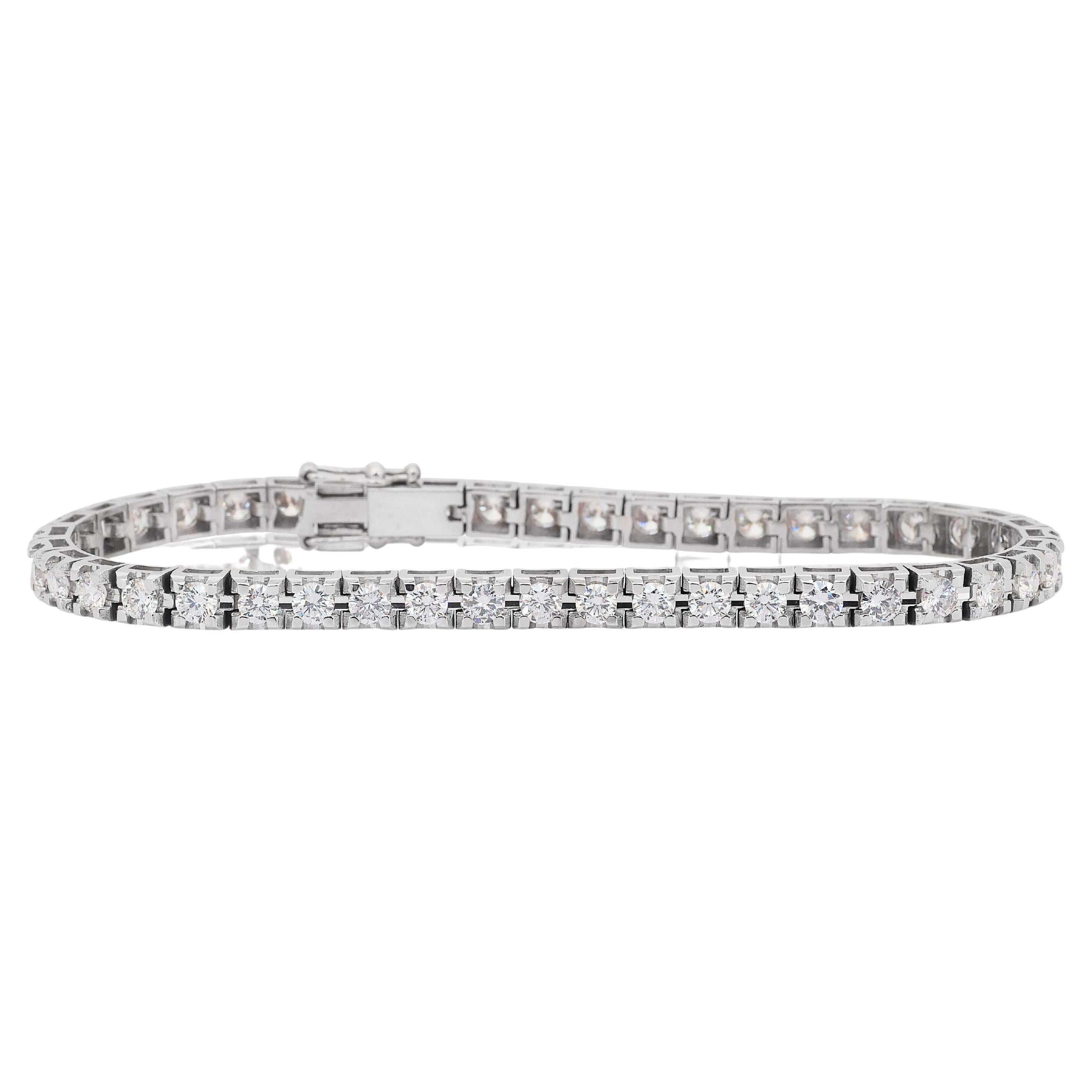 Pulsera de Tenis Luminosa de Diamantes de 5,03ct en Oro Blanco de 14k - Certificado IGI