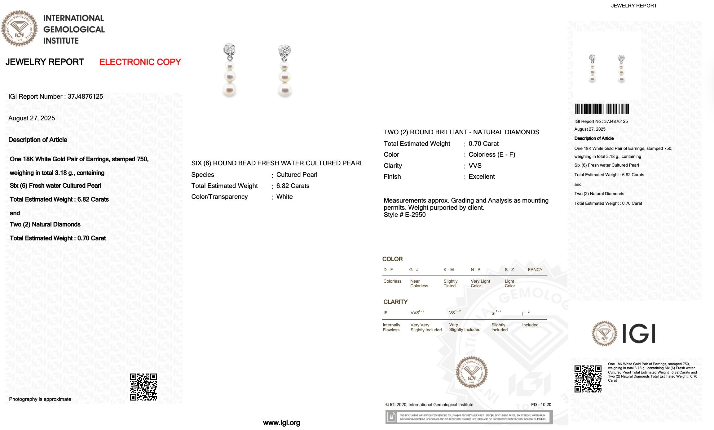 Donna Luminosi orecchini a goccia con perle d'acqua dolce e diamanti da 7.52 carati in vendita