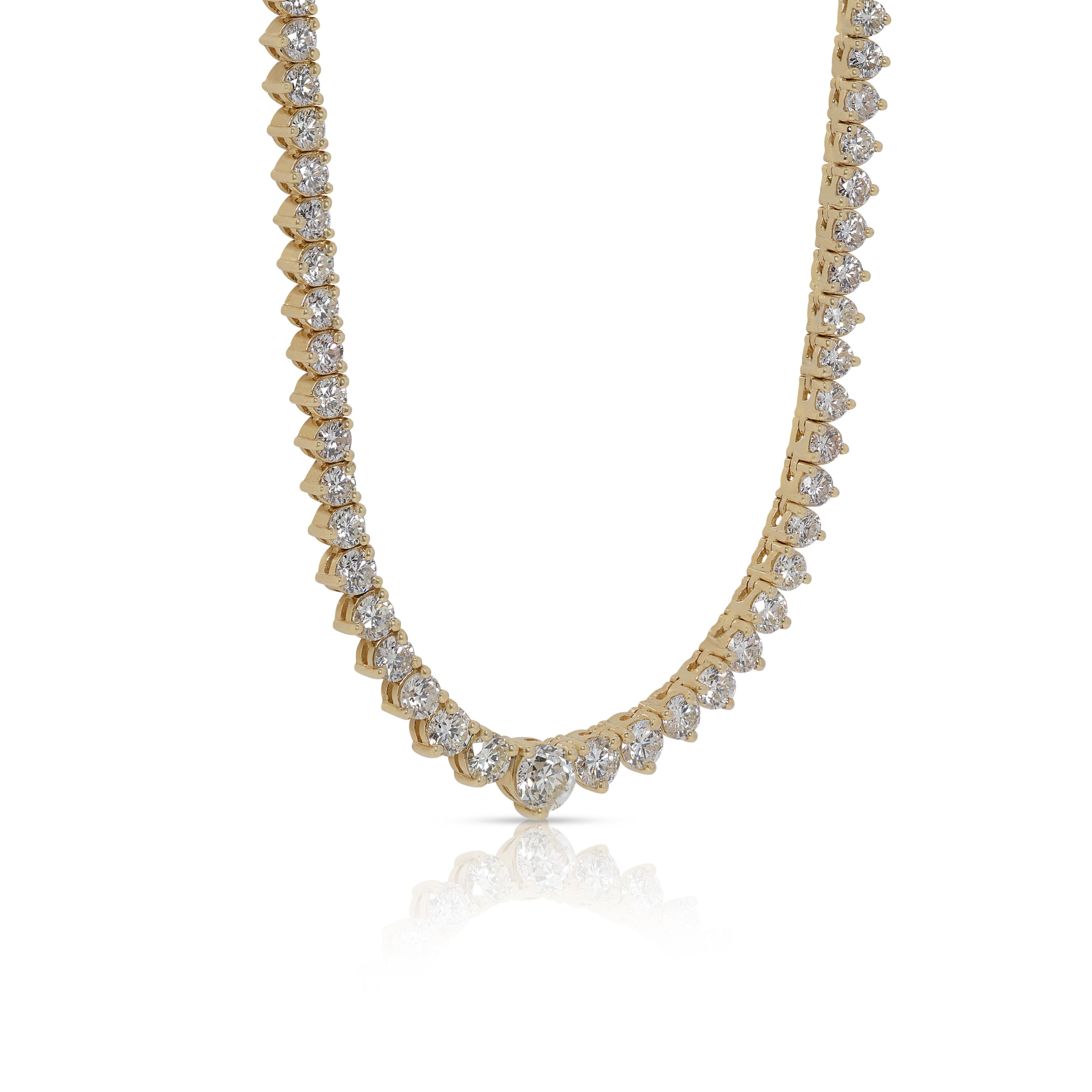 Taille ronde Collier lumineux de 8 carats et 16 points en or jaune 14 carats en vente