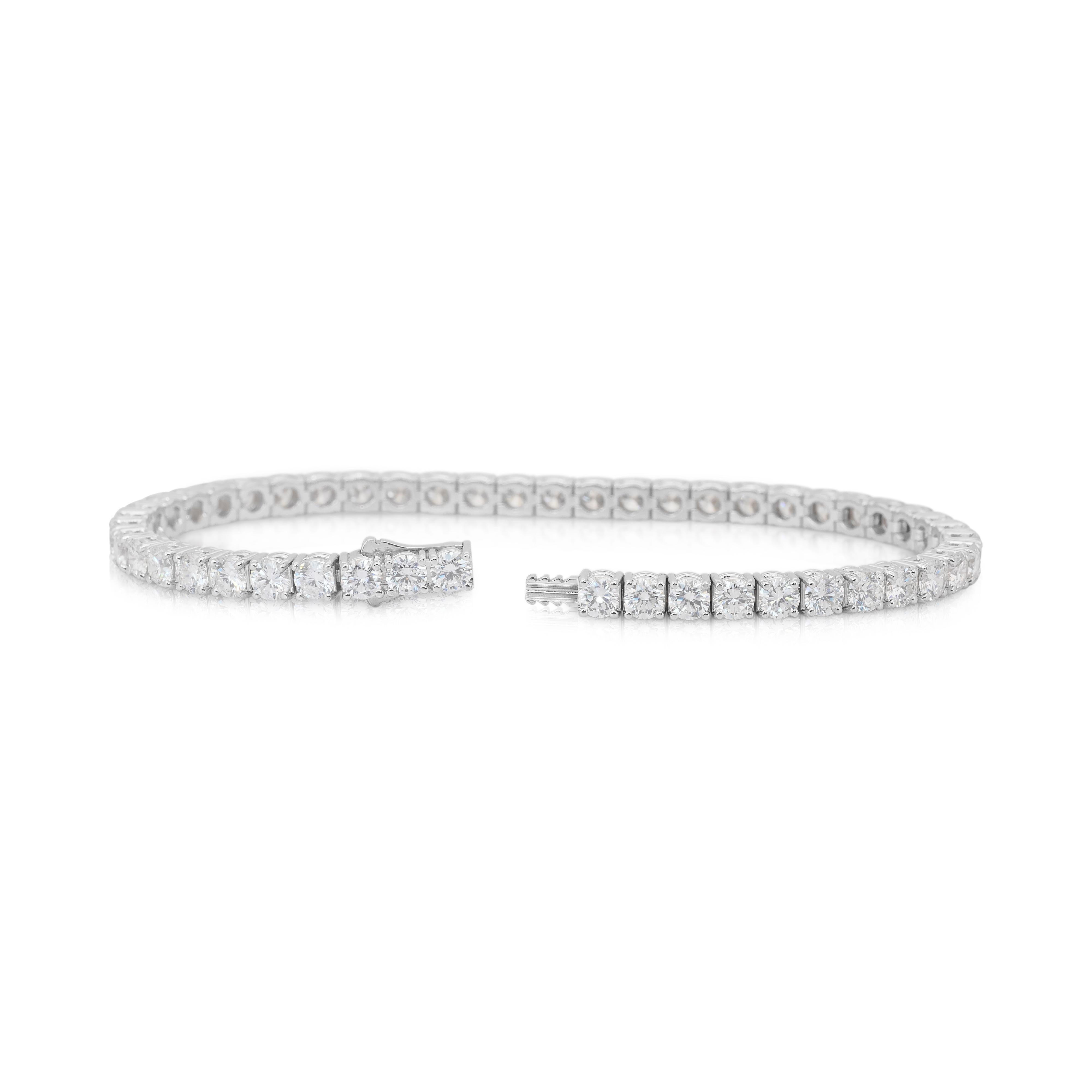 De las mujeres Luminous 9.18ct Diamonds Tennis Bracelet in 18k White Gold - IGI Certified en venta