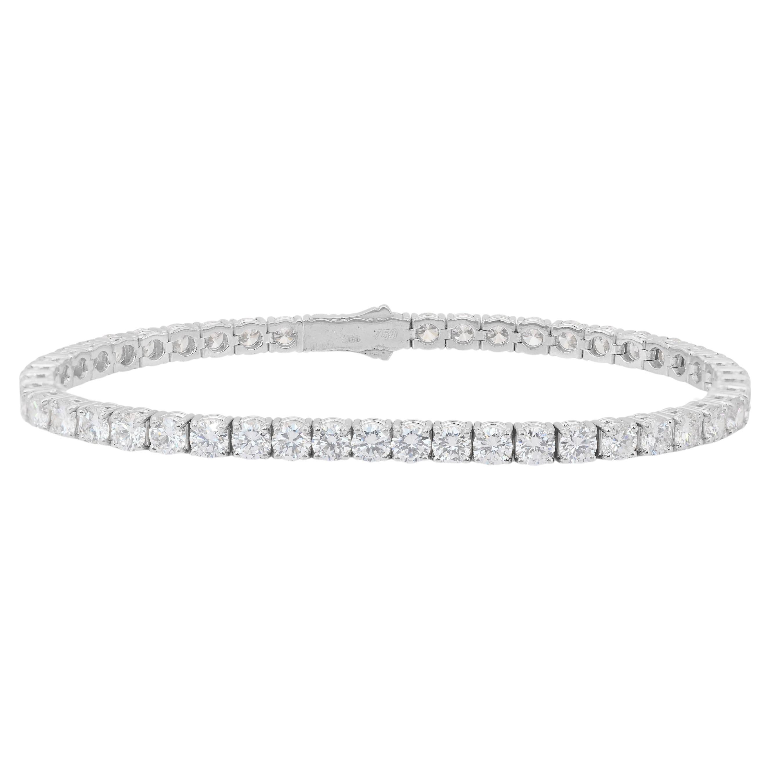 Luminous 9.18ct Diamonds Tennis Bracelet in 18k White Gold - IGI Certified