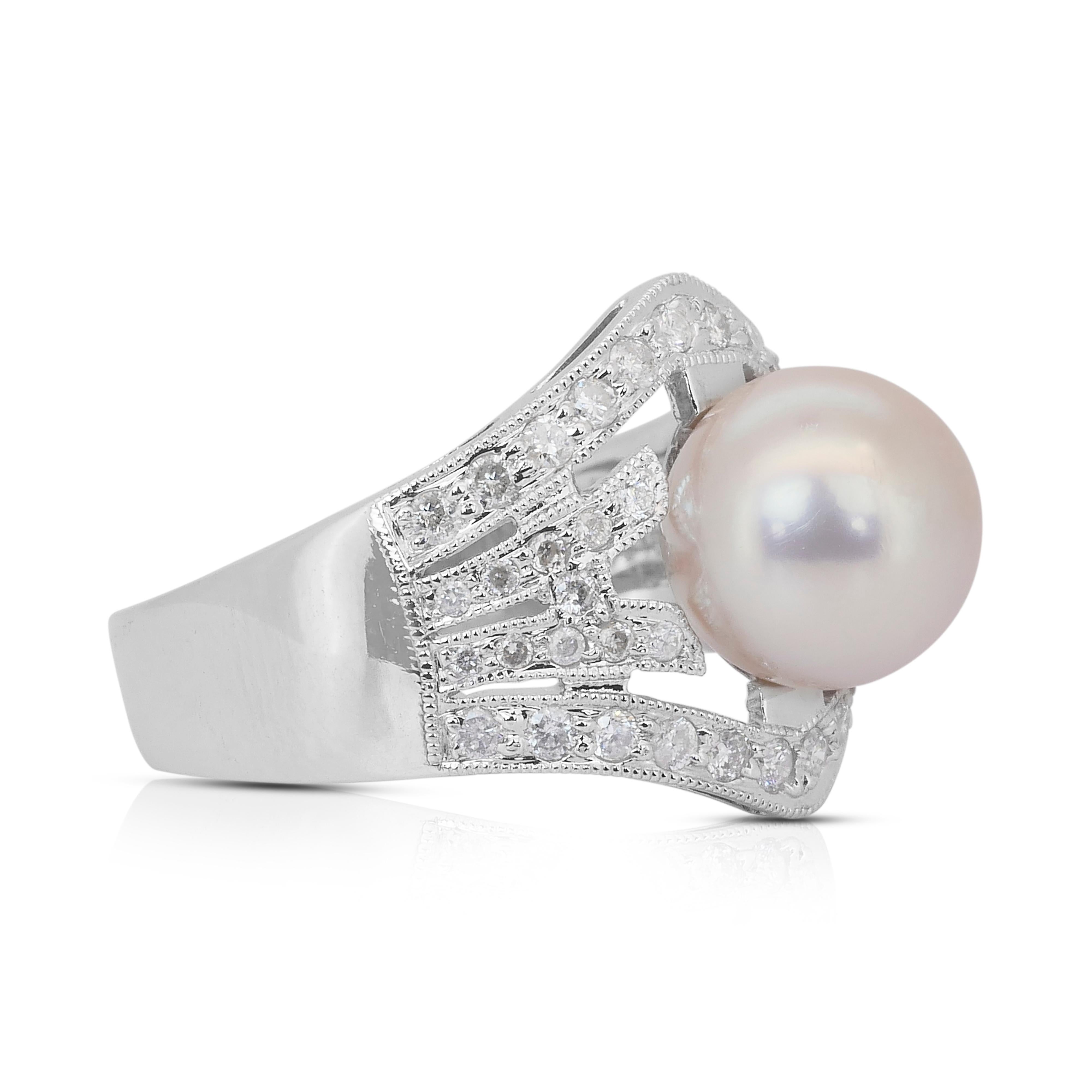 Bague cocktail lumineuse de 9,51 carats, perle de culture des mers du Sud et diamants Pour femmes en vente