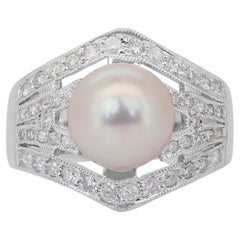Luminous 9,51 Karat Salzwasser Südsee-Zuchtperlen und Diamanten Cocktail-Ring