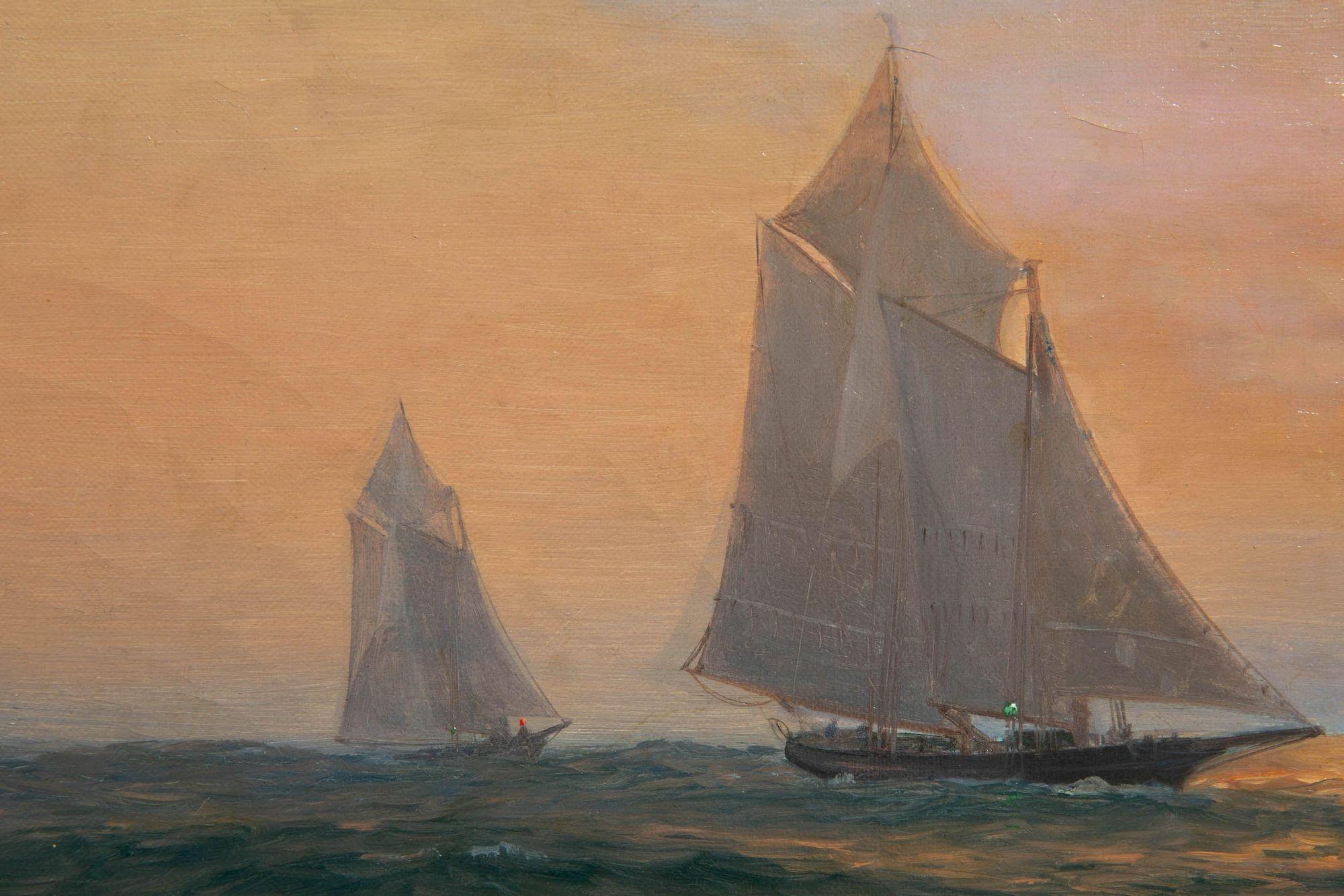 Luminous American Seascape of Sailboats at Sunset by Warren Sheppard 5