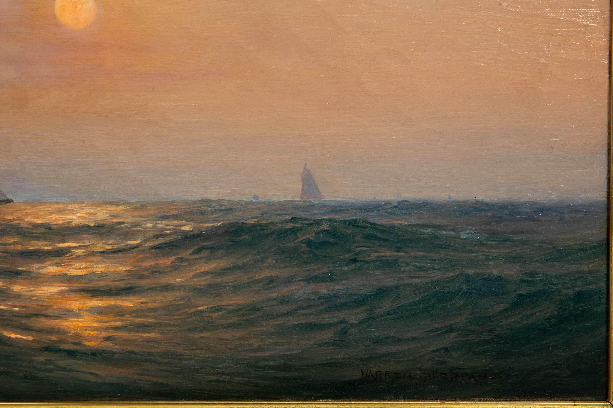 Luminous American Seascape of Sailboats at Sunset by Warren Sheppard 2