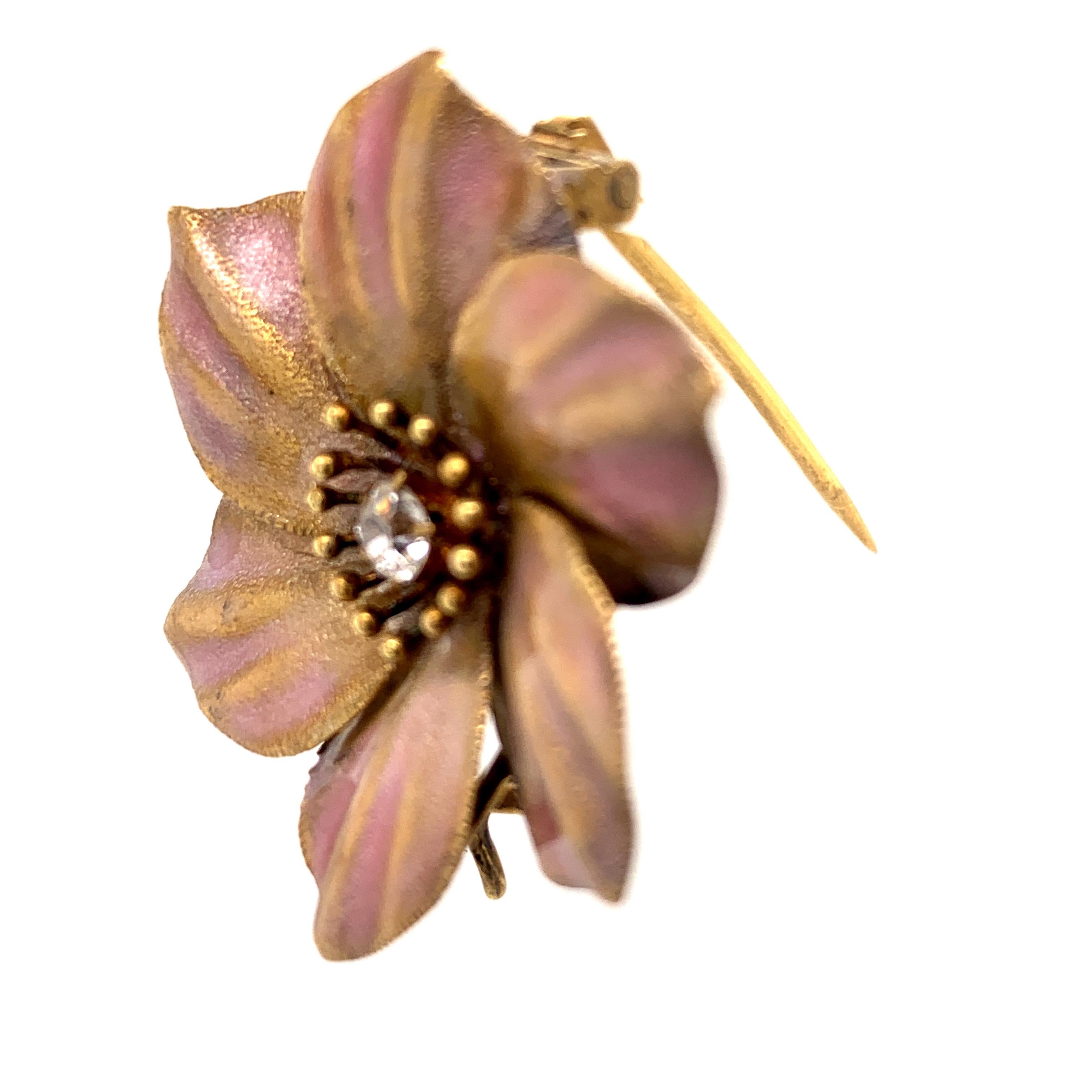 Old European Cut  Enamel Pansy Pin