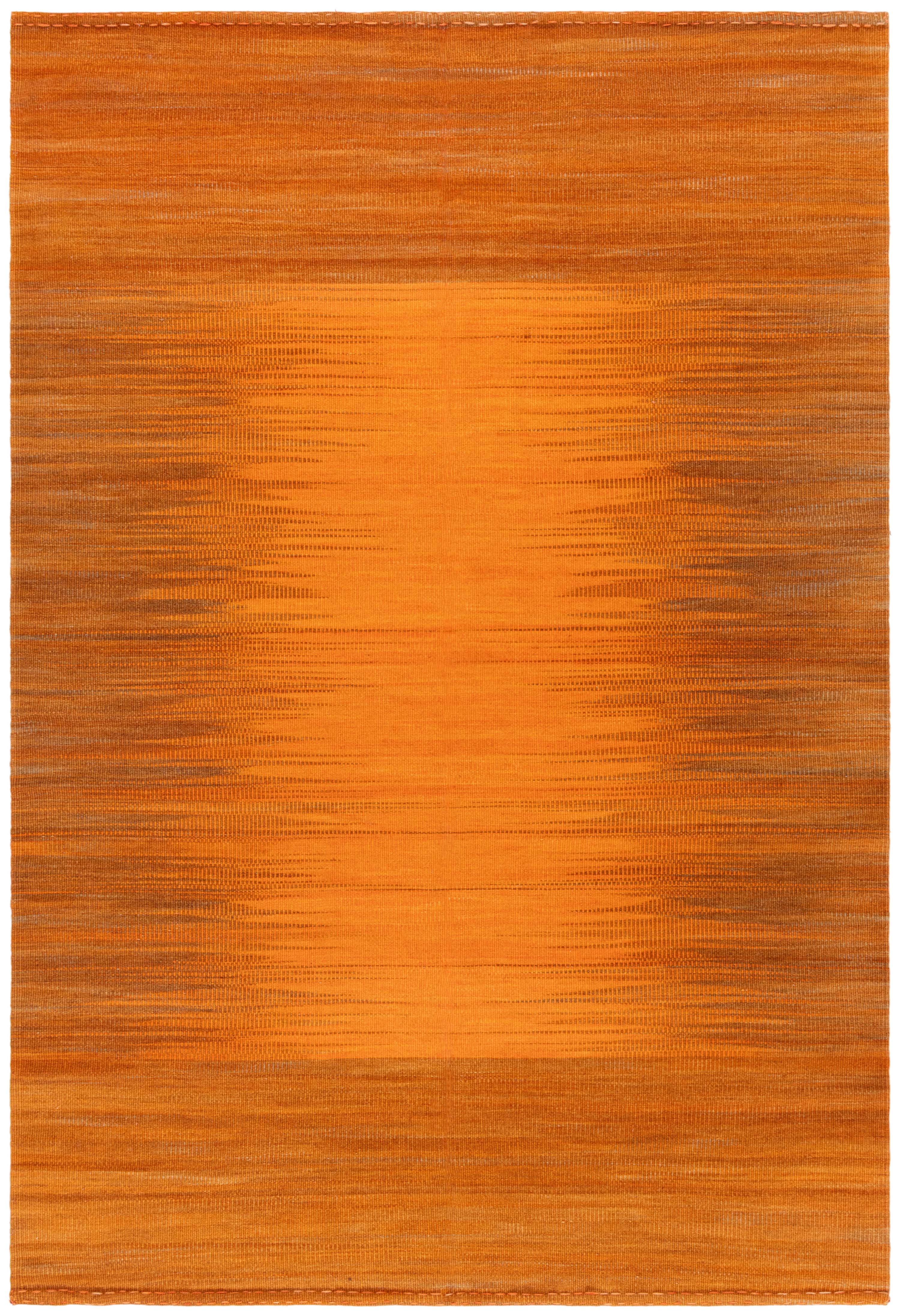 Luminous Burnt Orange With Brown Gradient Flatweave Rug "Emberfall"