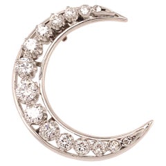 Vintage Diamond Crescent Brooch 