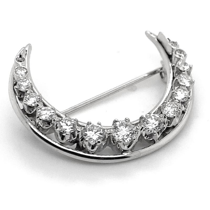 Diamond Crescent Brooch  In Excellent Condition In New York, NY