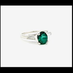 Luminous Emerald & Diamond Ring in Platinum
