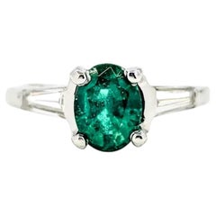 Luminous Emerald & Diamond Ring in Platinum