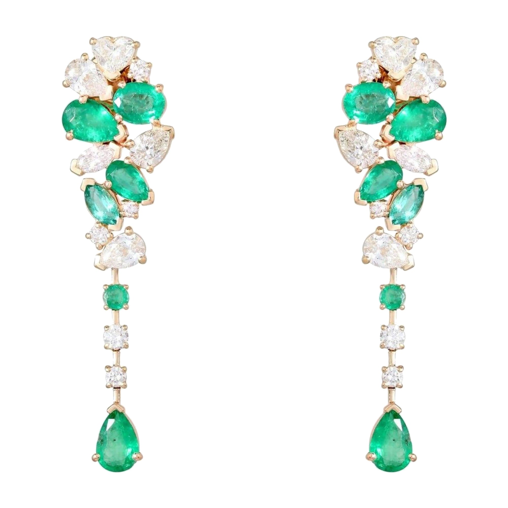 Luminous Gemstone 14K (oder 18k auf Anfrage) Gelbgold Danglers Drop Earrings im Angebot